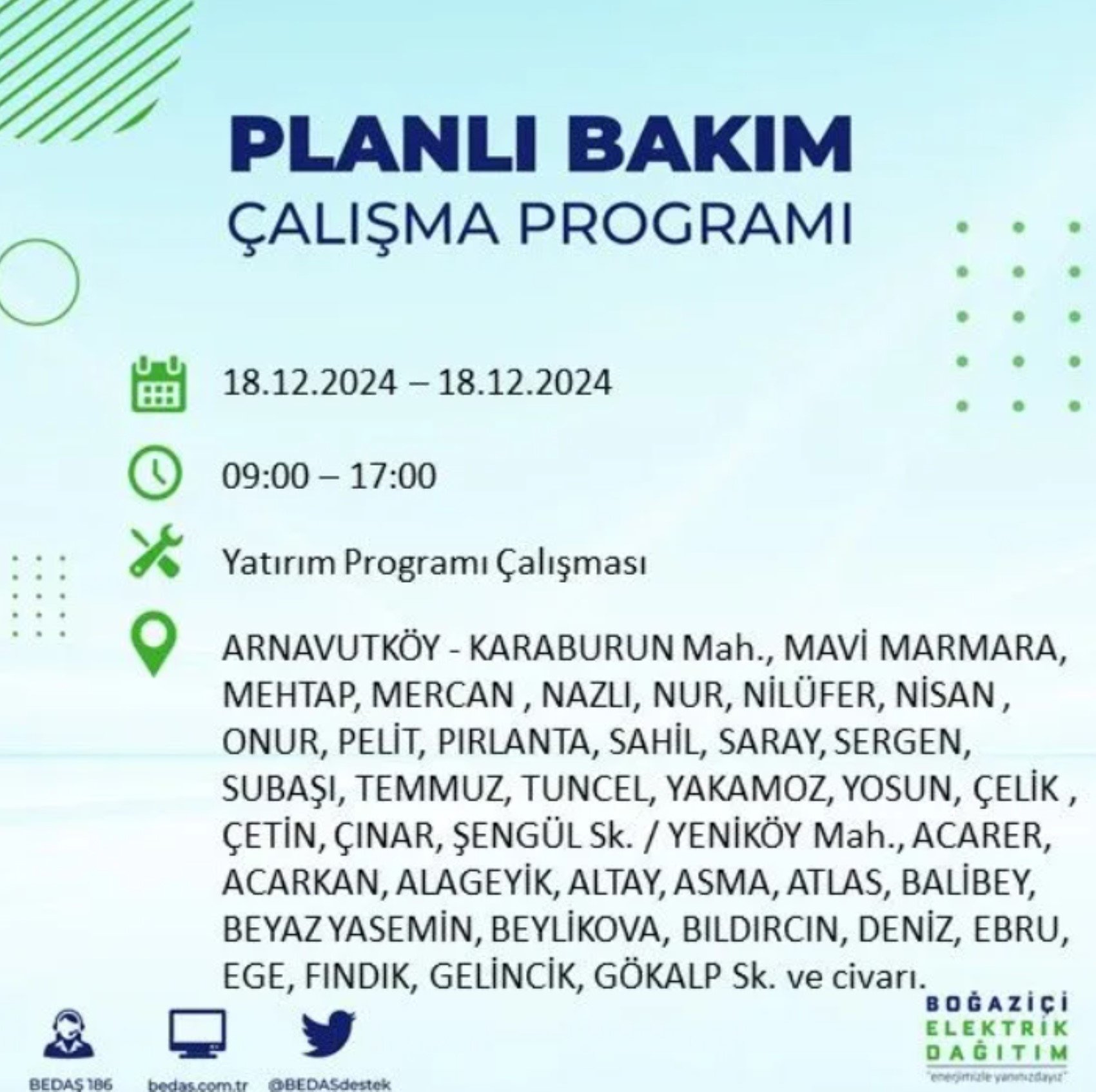 BEDAŞ açıkladı... İstanbul'da elektrik kesintisi: 18 Aralık'ta hangi mahalleler etkilenecek?