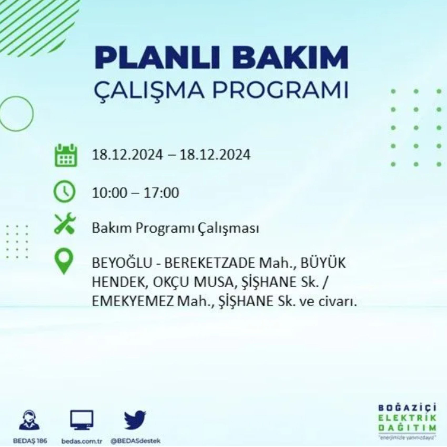 BEDAŞ açıkladı... İstanbul'da elektrik kesintisi: 18 Aralık'ta hangi mahalleler etkilenecek?