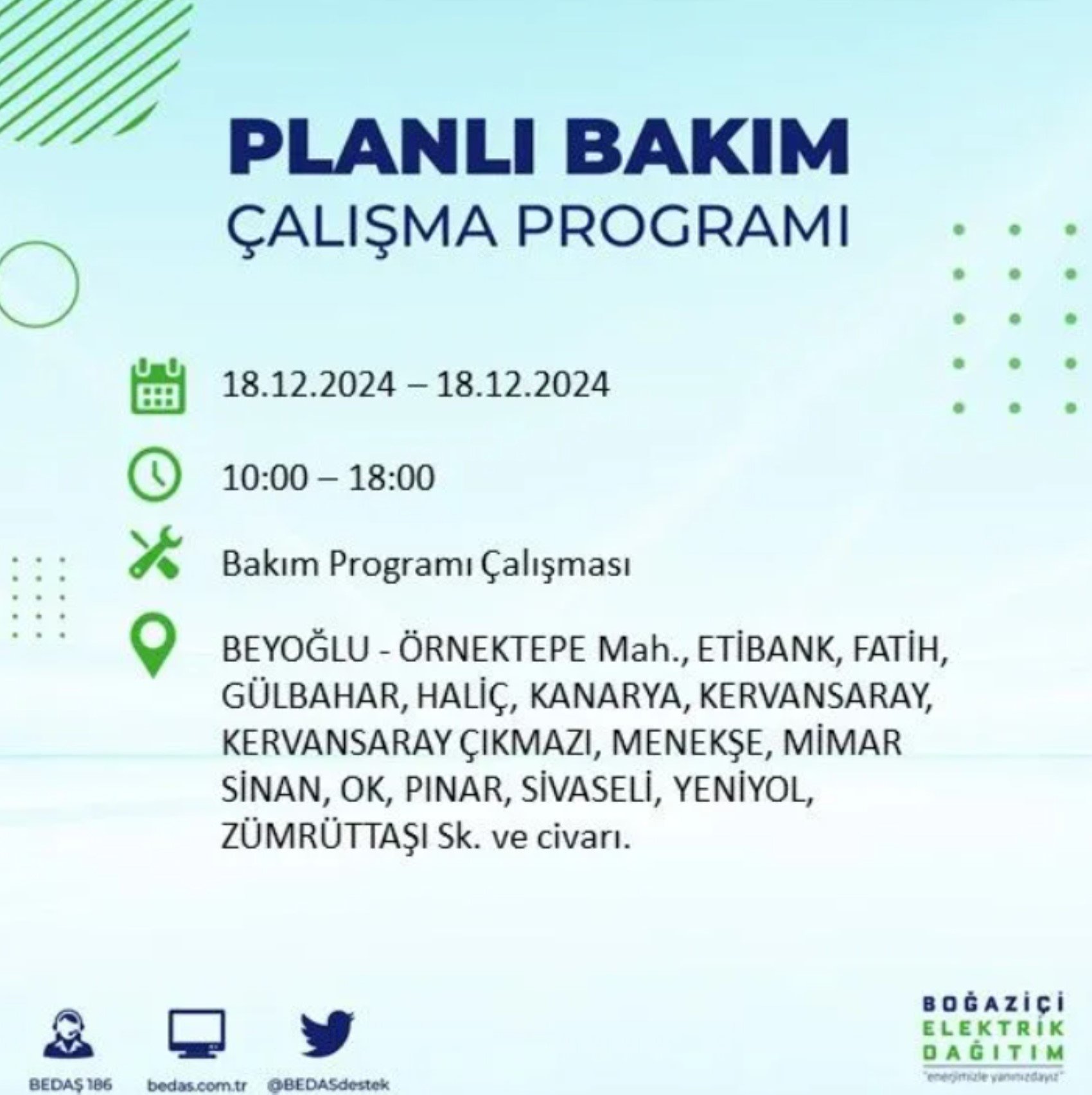 BEDAŞ açıkladı... İstanbul'da elektrik kesintisi: 18 Aralık'ta hangi mahalleler etkilenecek?