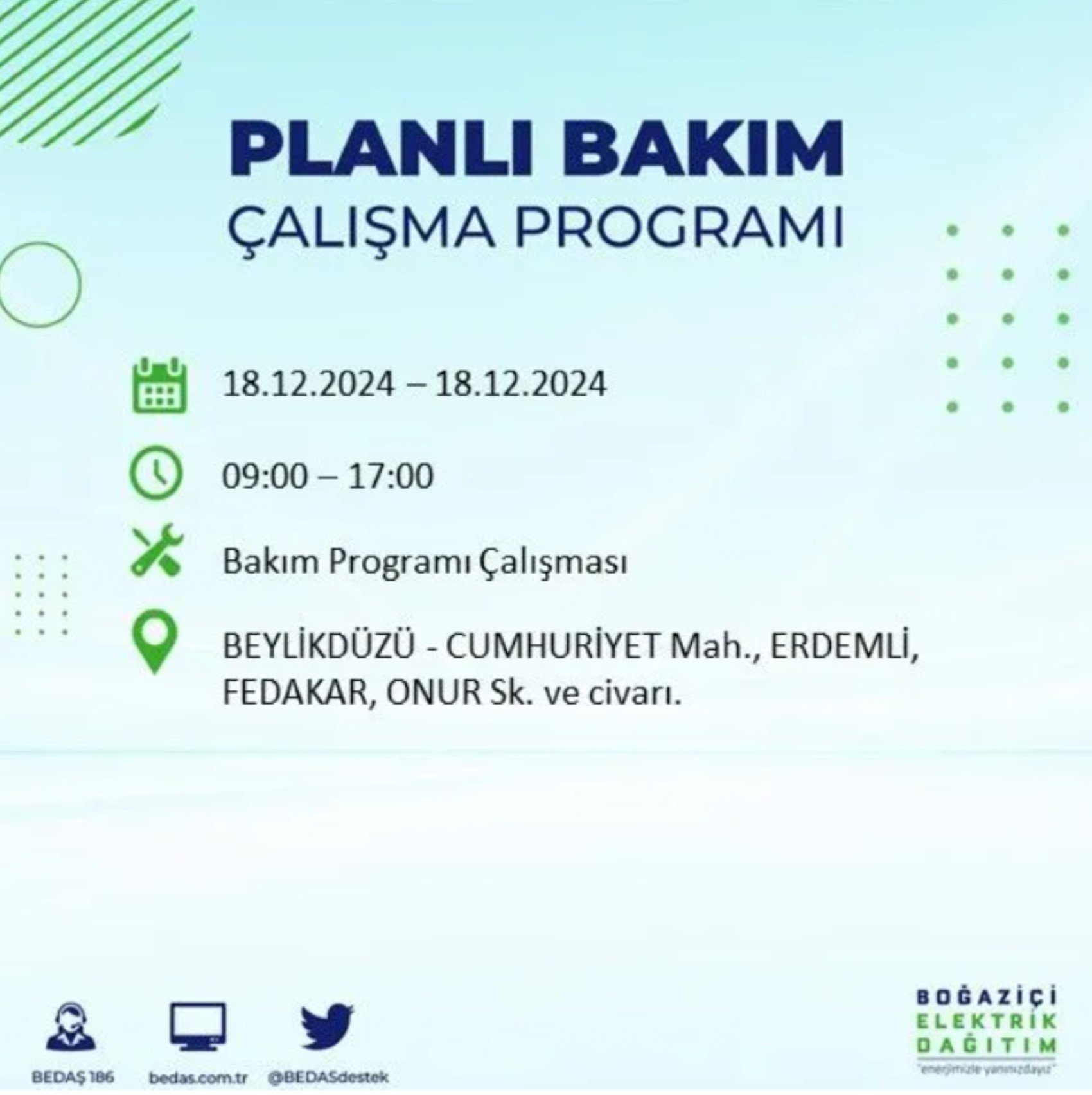 BEDAŞ açıkladı... İstanbul'da elektrik kesintisi: 18 Aralık'ta hangi mahalleler etkilenecek?