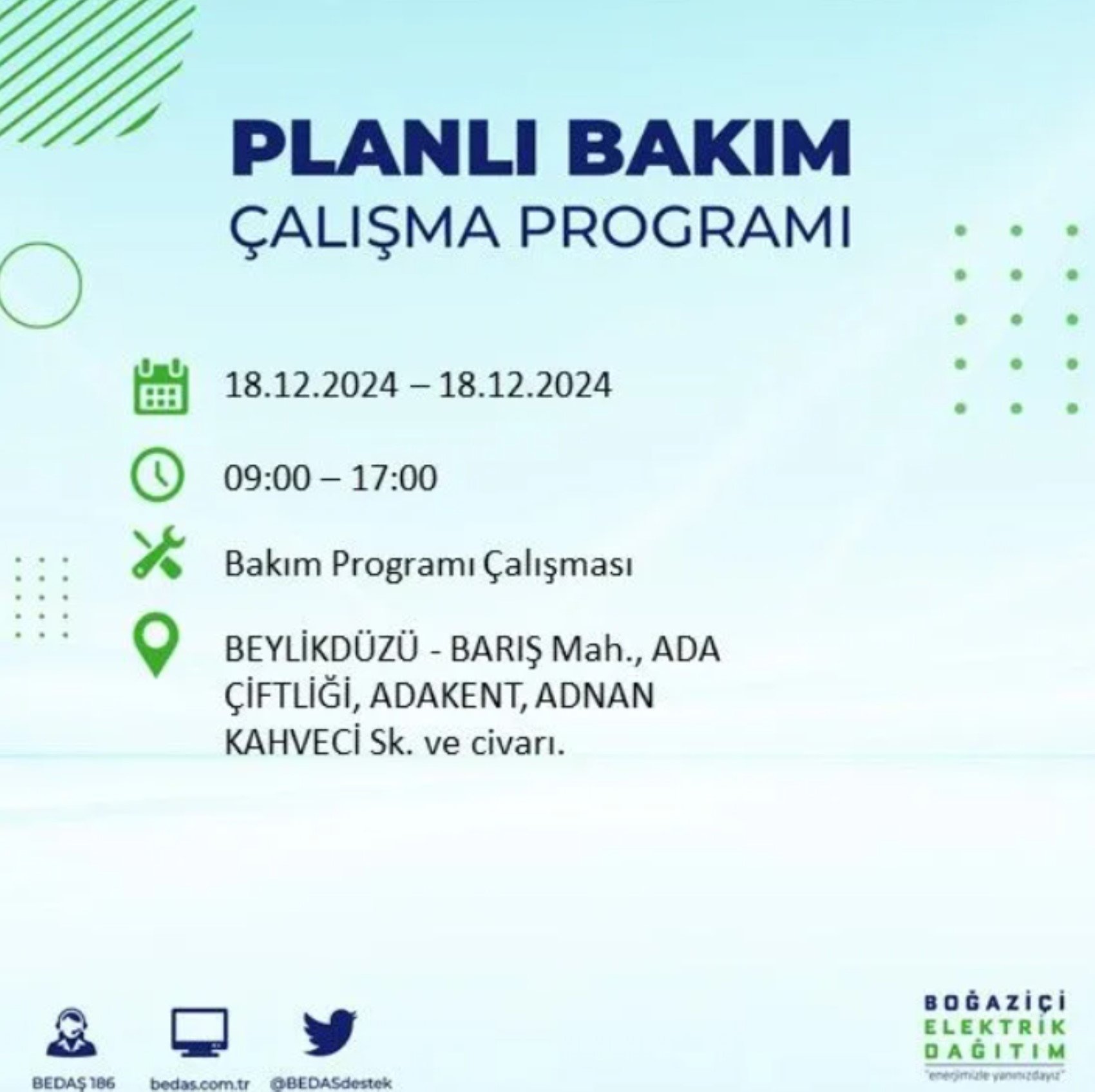 BEDAŞ açıkladı... İstanbul'da elektrik kesintisi: 18 Aralık'ta hangi mahalleler etkilenecek?