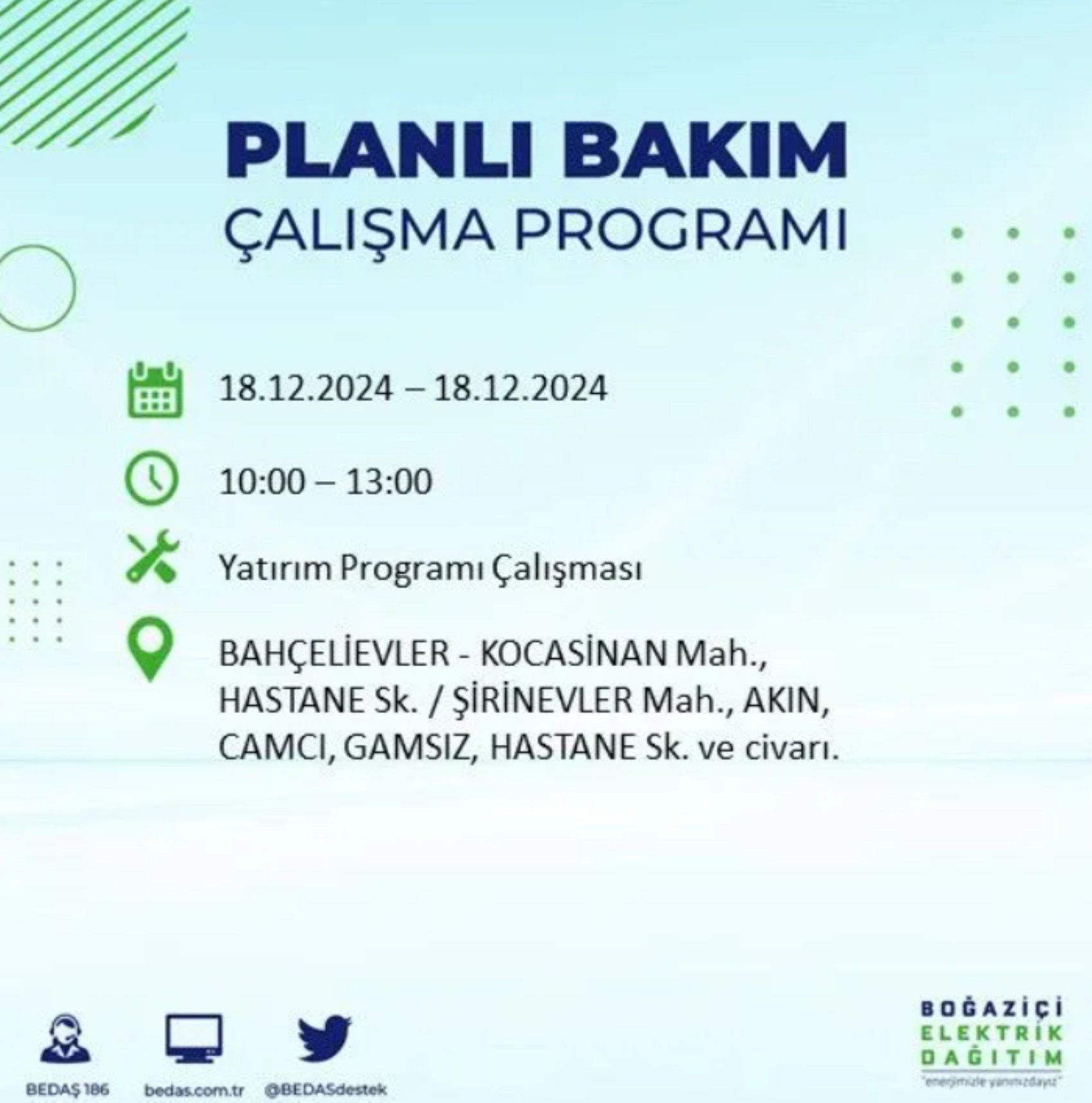 BEDAŞ açıkladı... İstanbul'da elektrik kesintisi: 18 Aralık'ta hangi mahalleler etkilenecek?