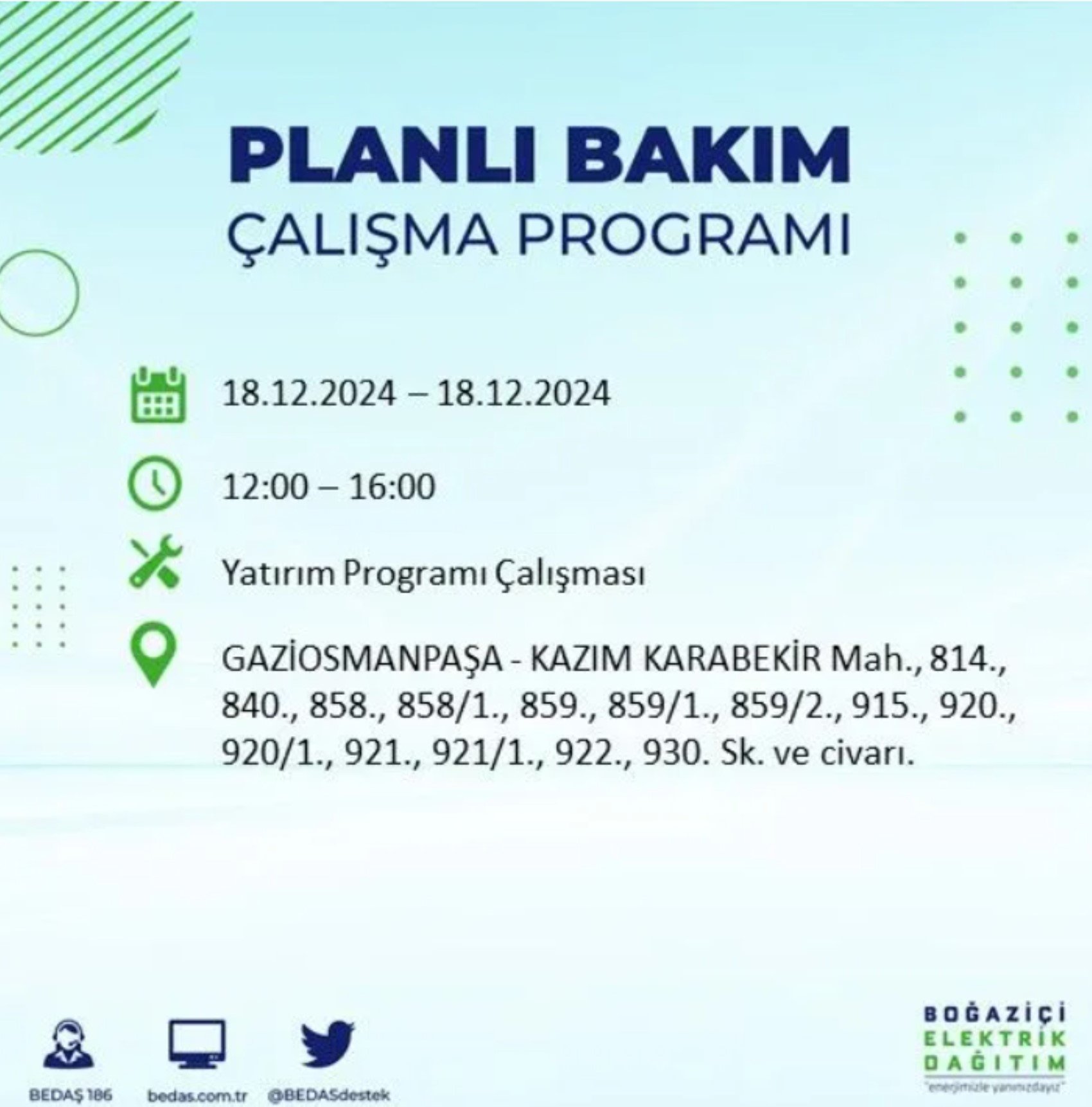 BEDAŞ açıkladı... İstanbul'da elektrik kesintisi: 18 Aralık'ta hangi mahalleler etkilenecek?