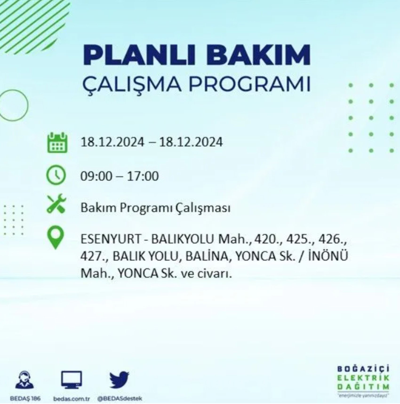 BEDAŞ açıkladı... İstanbul'da elektrik kesintisi: 18 Aralık'ta hangi mahalleler etkilenecek?