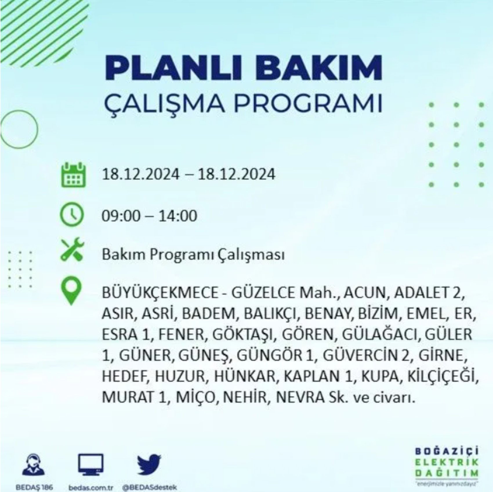 BEDAŞ açıkladı... İstanbul'da elektrik kesintisi: 18 Aralık'ta hangi mahalleler etkilenecek?