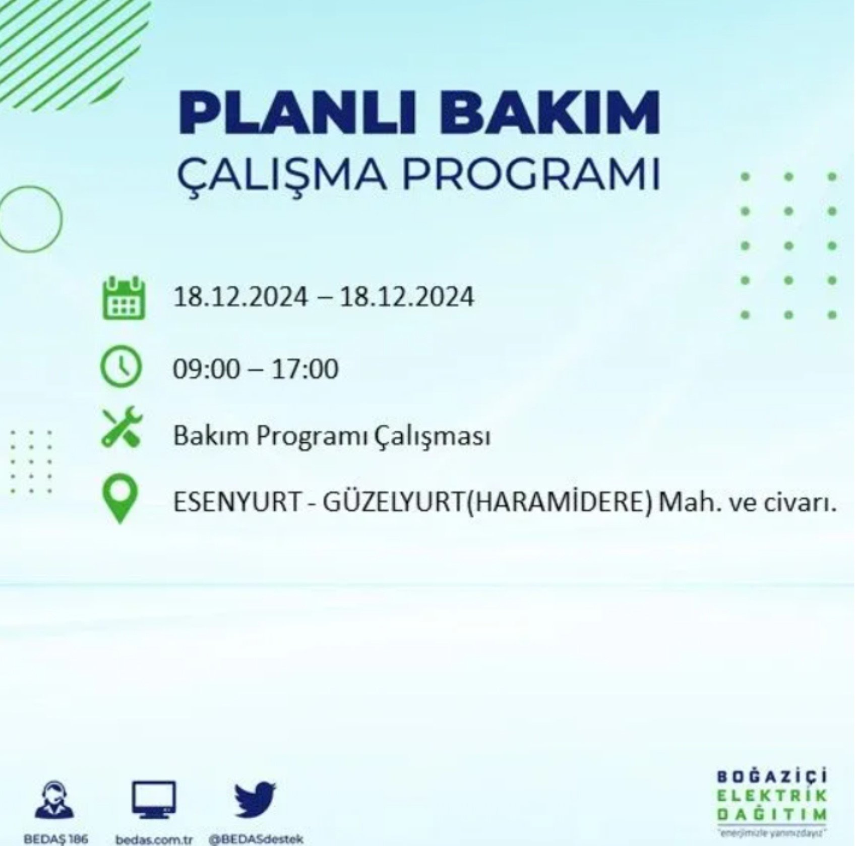 BEDAŞ açıkladı... İstanbul'da elektrik kesintisi: 18 Aralık'ta hangi mahalleler etkilenecek?