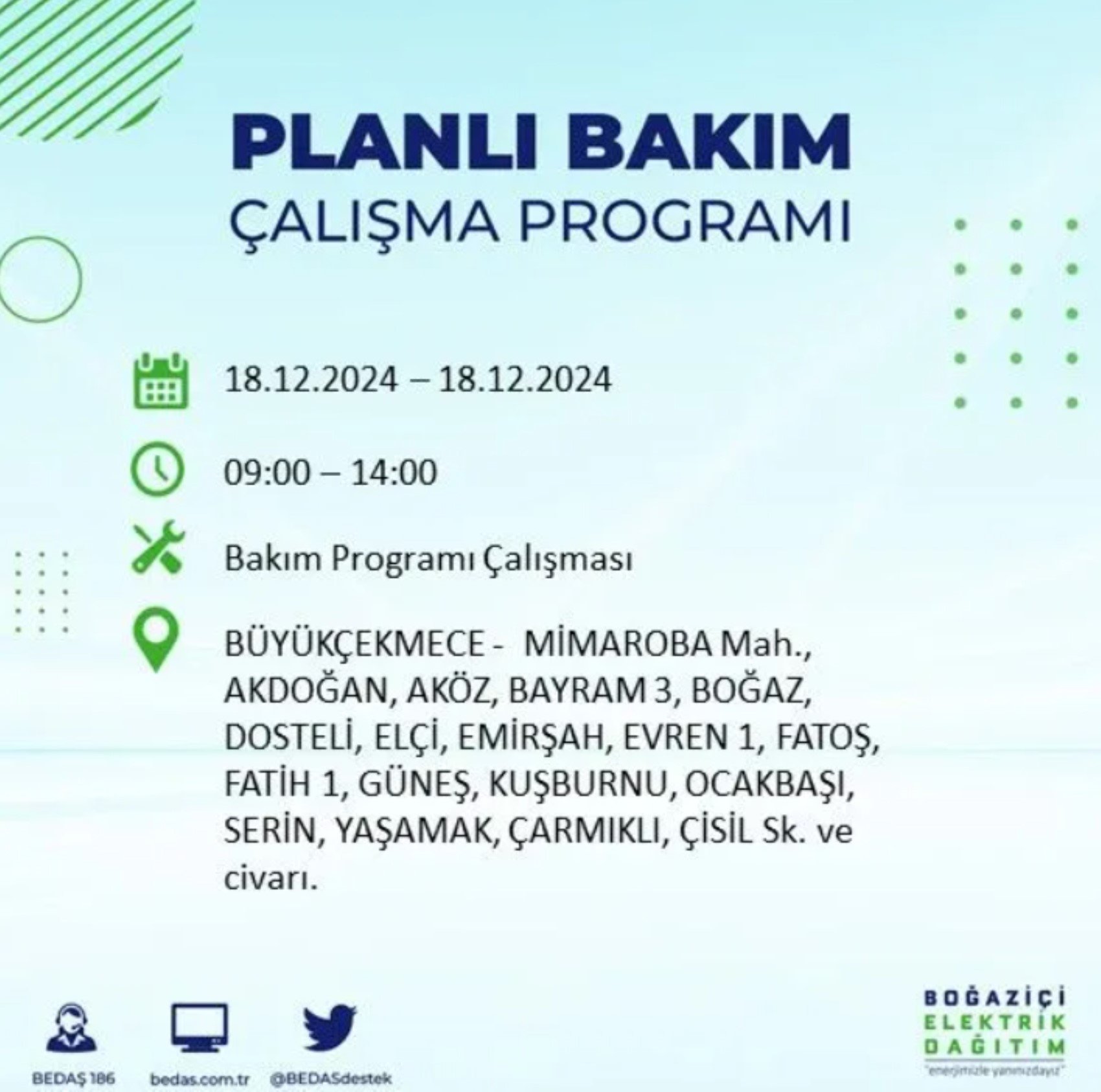 BEDAŞ açıkladı... İstanbul'da elektrik kesintisi: 18 Aralık'ta hangi mahalleler etkilenecek?