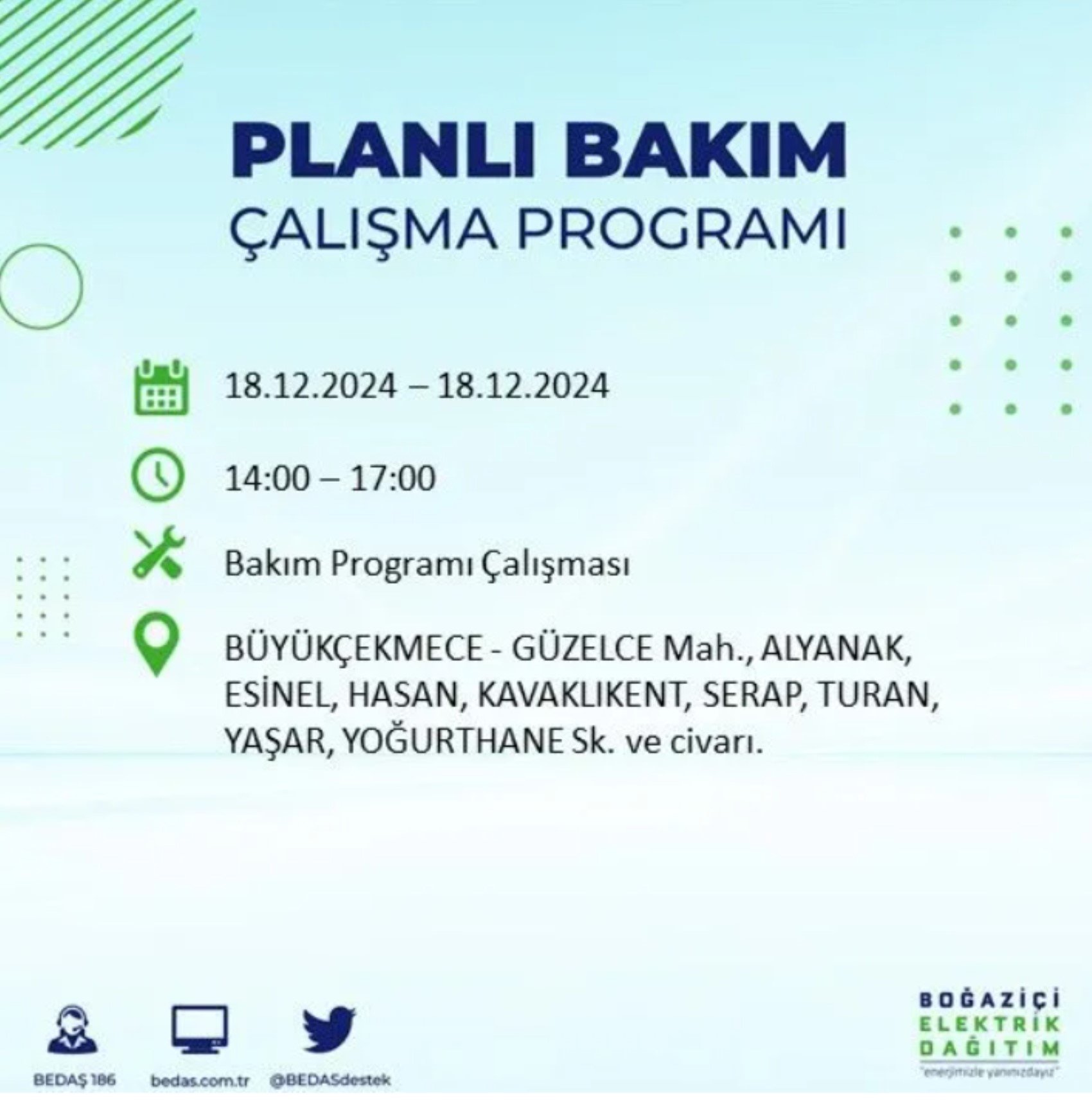 BEDAŞ açıkladı... İstanbul'da elektrik kesintisi: 18 Aralık'ta hangi mahalleler etkilenecek?