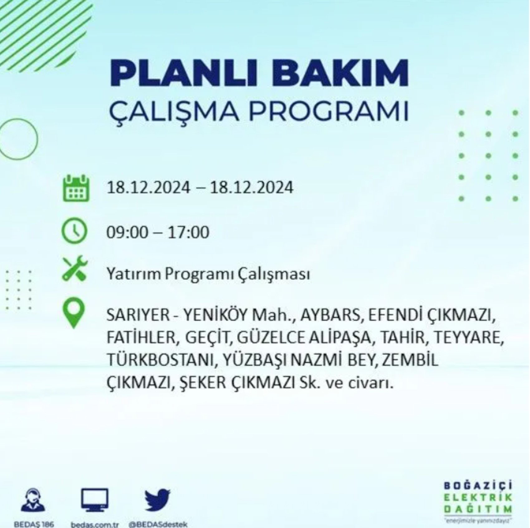 BEDAŞ açıkladı... İstanbul'da elektrik kesintisi: 18 Aralık'ta hangi mahalleler etkilenecek?