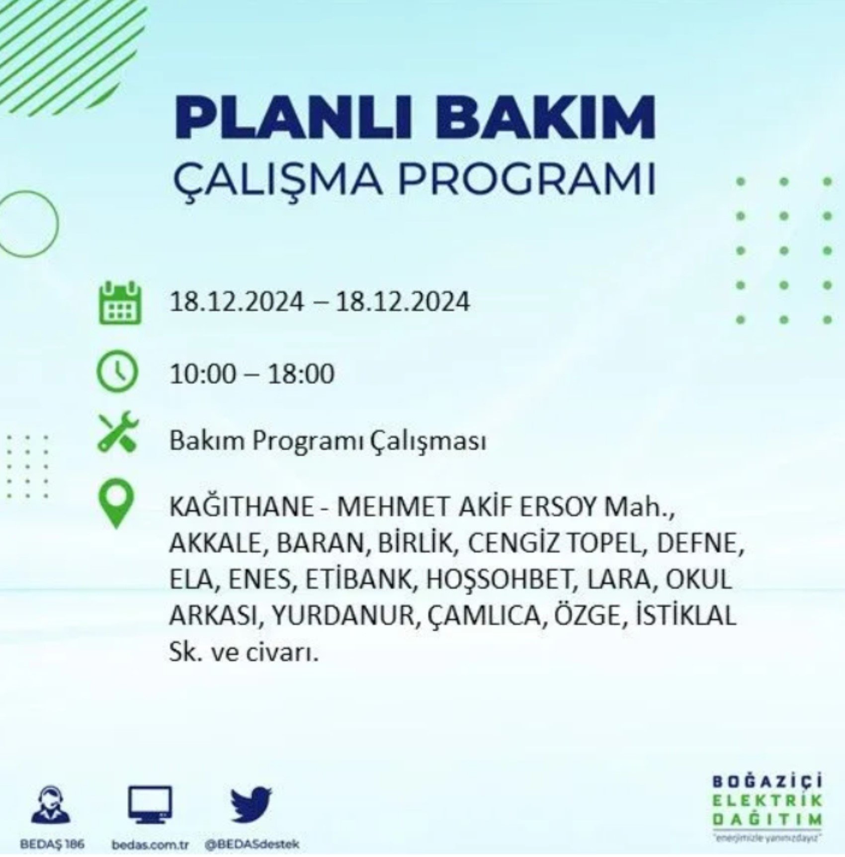 BEDAŞ açıkladı... İstanbul'da elektrik kesintisi: 18 Aralık'ta hangi mahalleler etkilenecek?