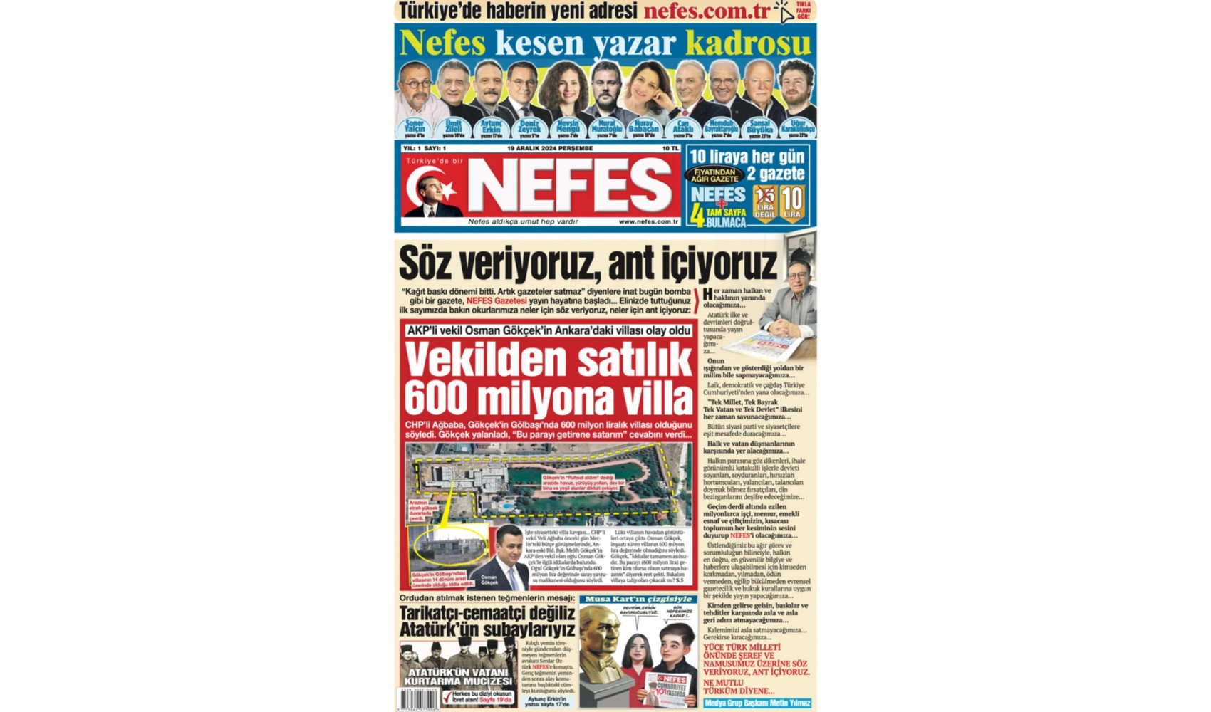 Nefes Gazetesi yayına başladı: Nefes Gazetesi sahibi kim? Yazar kadrosunda kim var? İlk sayısında ne yazdılar?