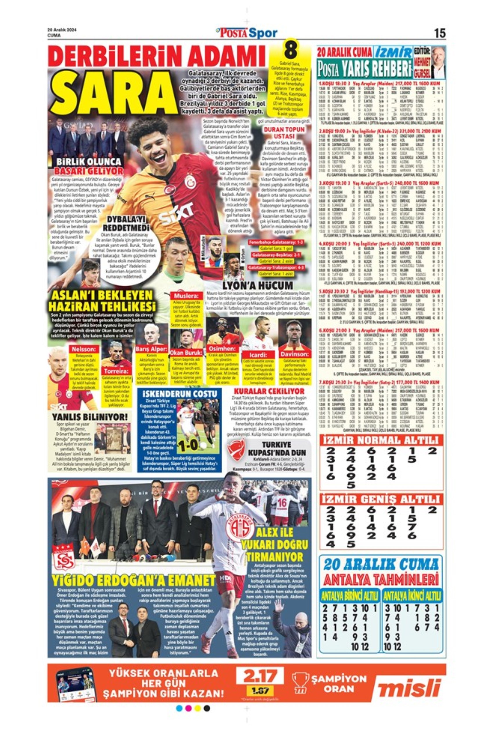 Talisca è fatta? Il Fenerbahçe vola in Arabia: crisi Dybala al Galatasaray: i titoli sportivi del 20 dicembre 2024