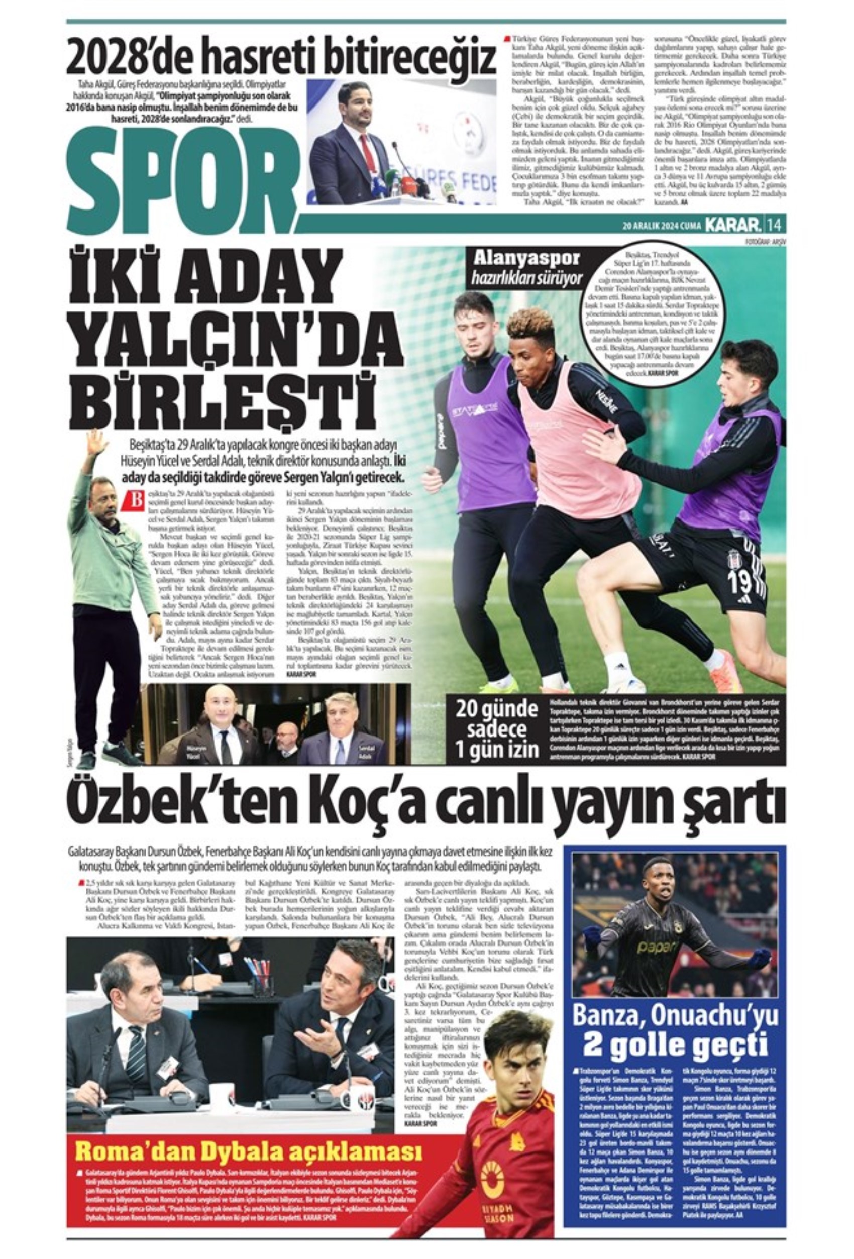 Talisca è fatta? Il Fenerbahçe vola in Arabia: crisi Dybala al Galatasaray: i titoli sportivi del 20 dicembre 2024