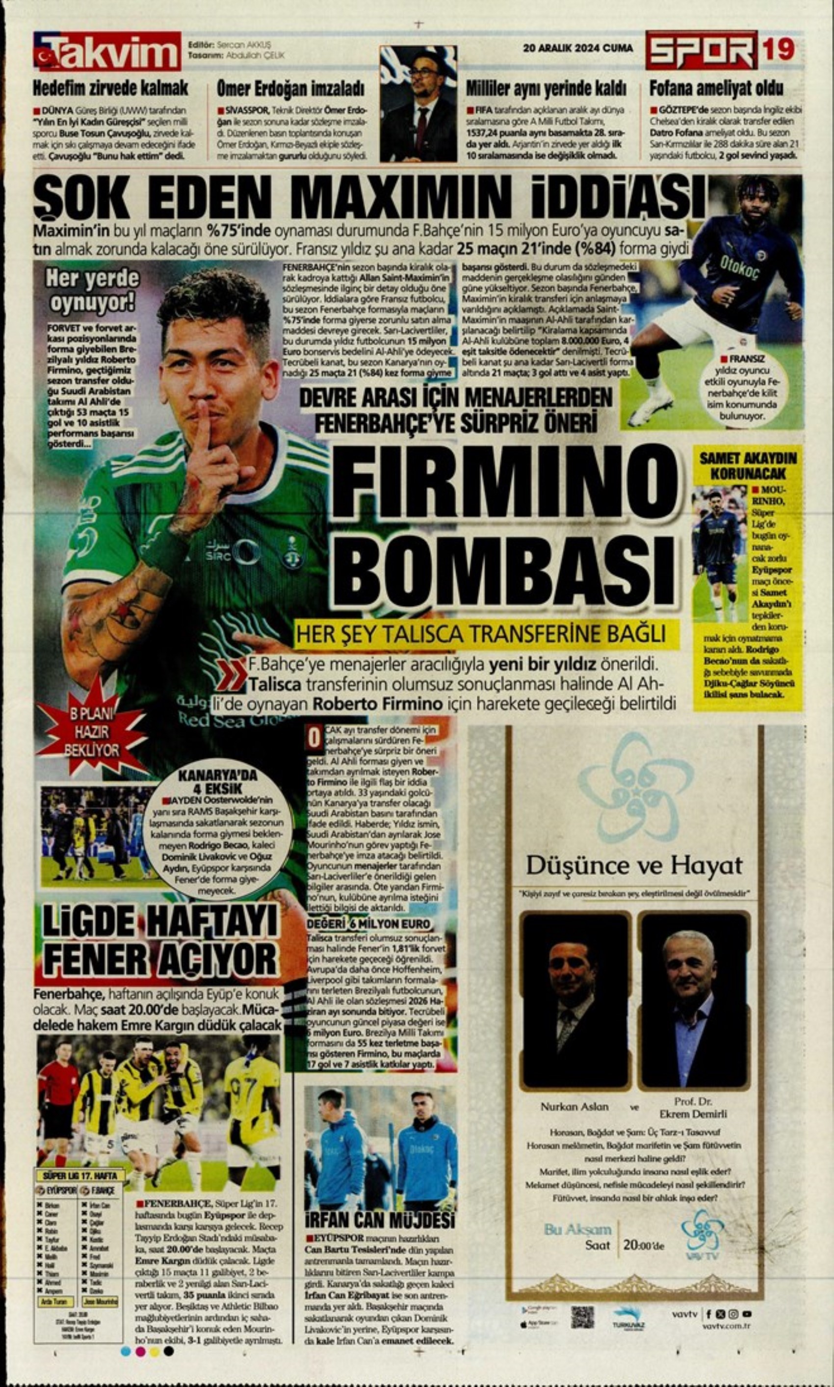 Talisca è fatta? Il Fenerbahçe vola in Arabia: crisi Dybala al Galatasaray: i titoli sportivi del 20 dicembre 2024