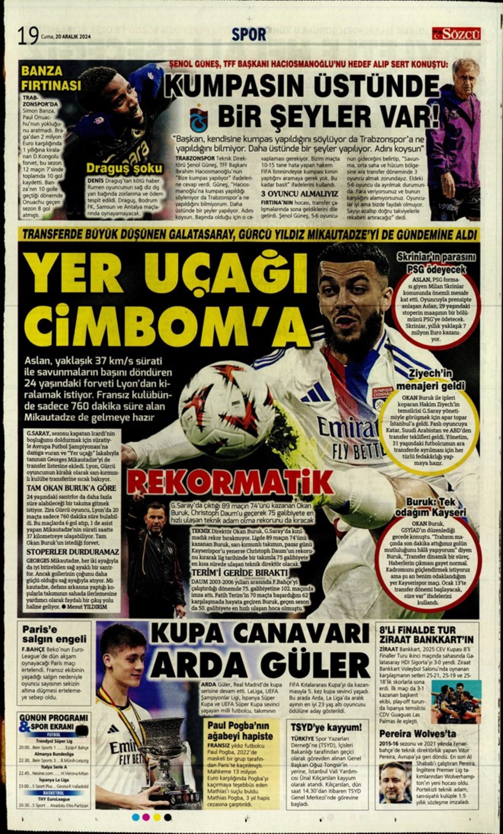 Talisca è fatta? Il Fenerbahçe vola in Arabia: crisi Dybala al Galatasaray: i titoli sportivi del 20 dicembre 2024