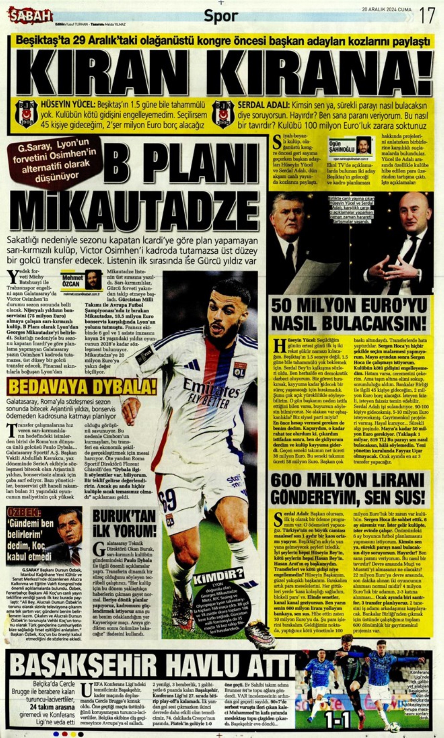 Talisca è fatta? Il Fenerbahçe vola in Arabia: crisi Dybala al Galatasaray: i titoli sportivi del 20 dicembre 2024