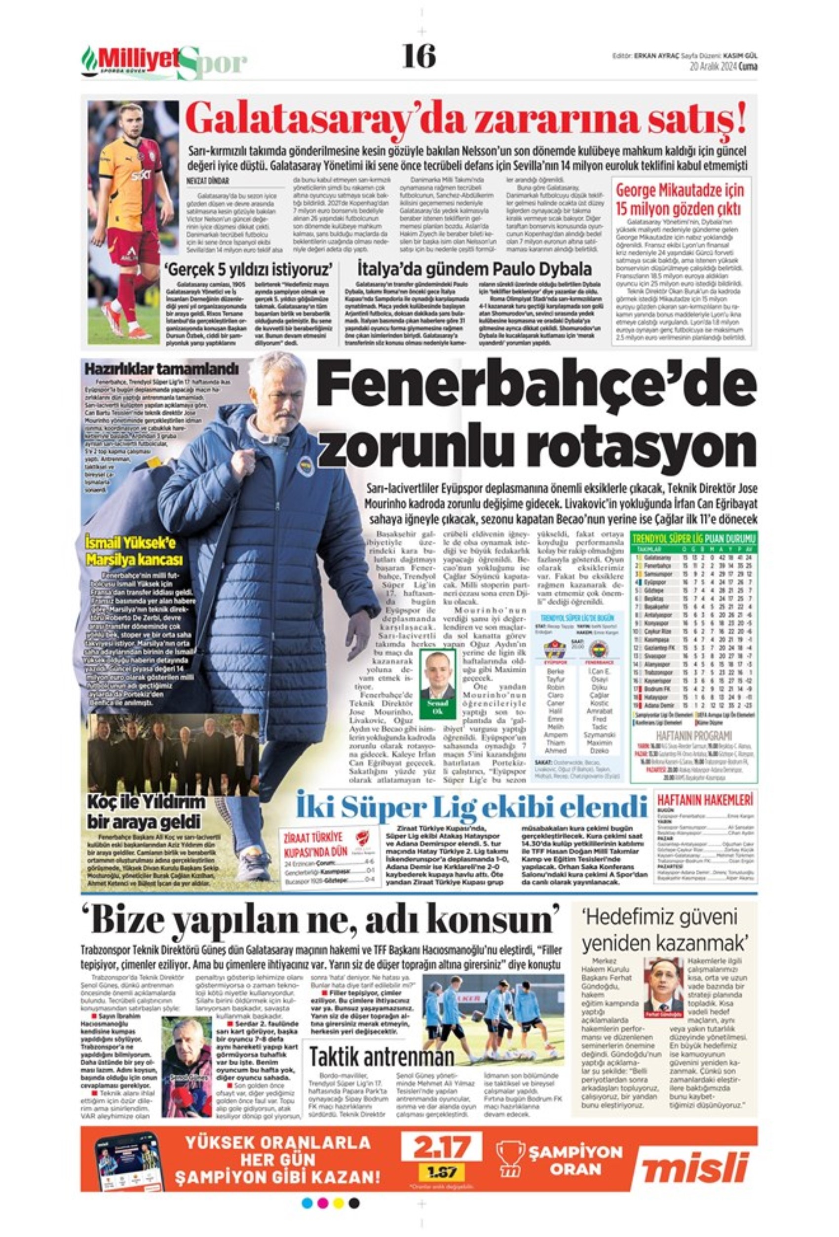 Talisca è fatta? Il Fenerbahçe vola in Arabia: crisi Dybala al Galatasaray: i titoli sportivi del 20 dicembre 2024