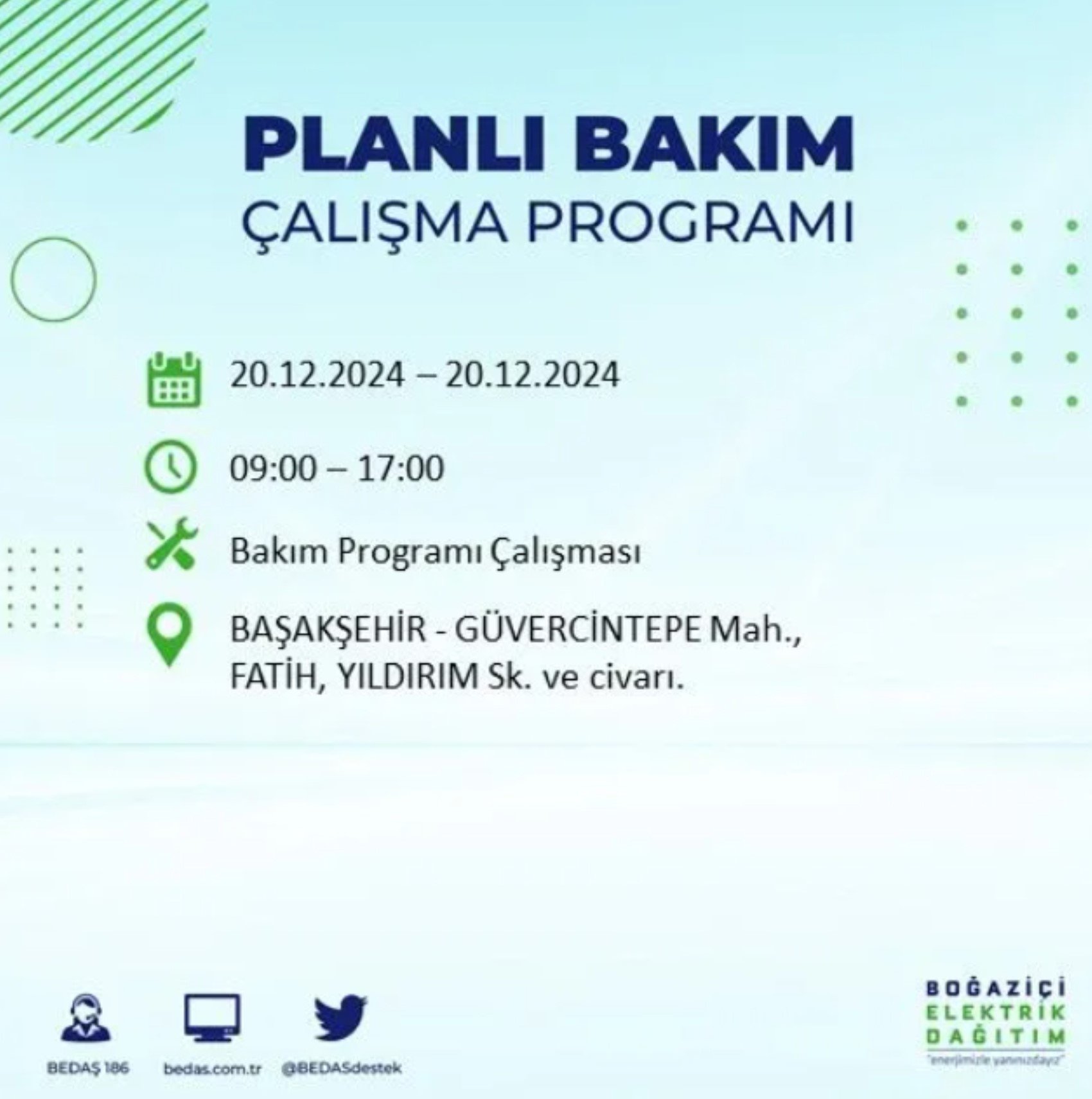 BEDAŞ açıkladı... İstanbul'da elektrik kesintisi: 20 Aralık'ta hangi mahalleler etkilenecek?