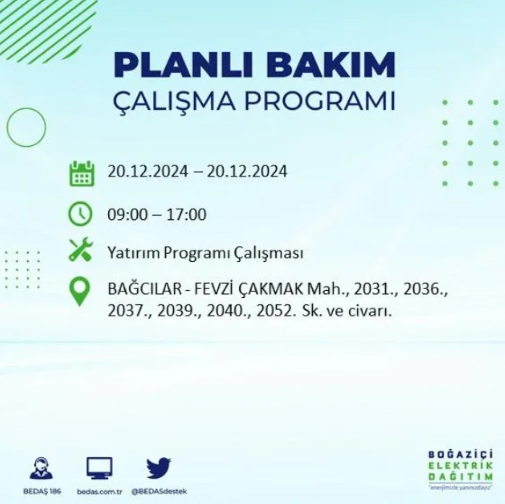 BEDAŞ açıkladı... İstanbul'da elektrik kesintisi: 20 Aralık'ta hangi mahalleler etkilenecek?