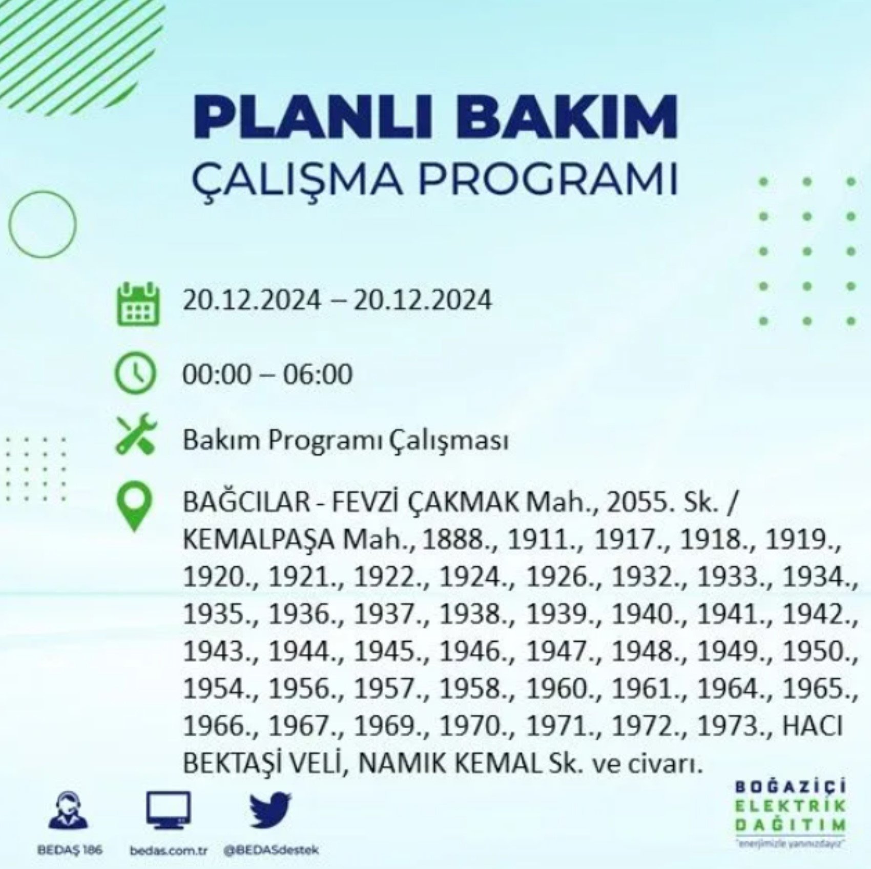 BEDAŞ açıkladı... İstanbul'da elektrik kesintisi: 20 Aralık'ta hangi mahalleler etkilenecek?