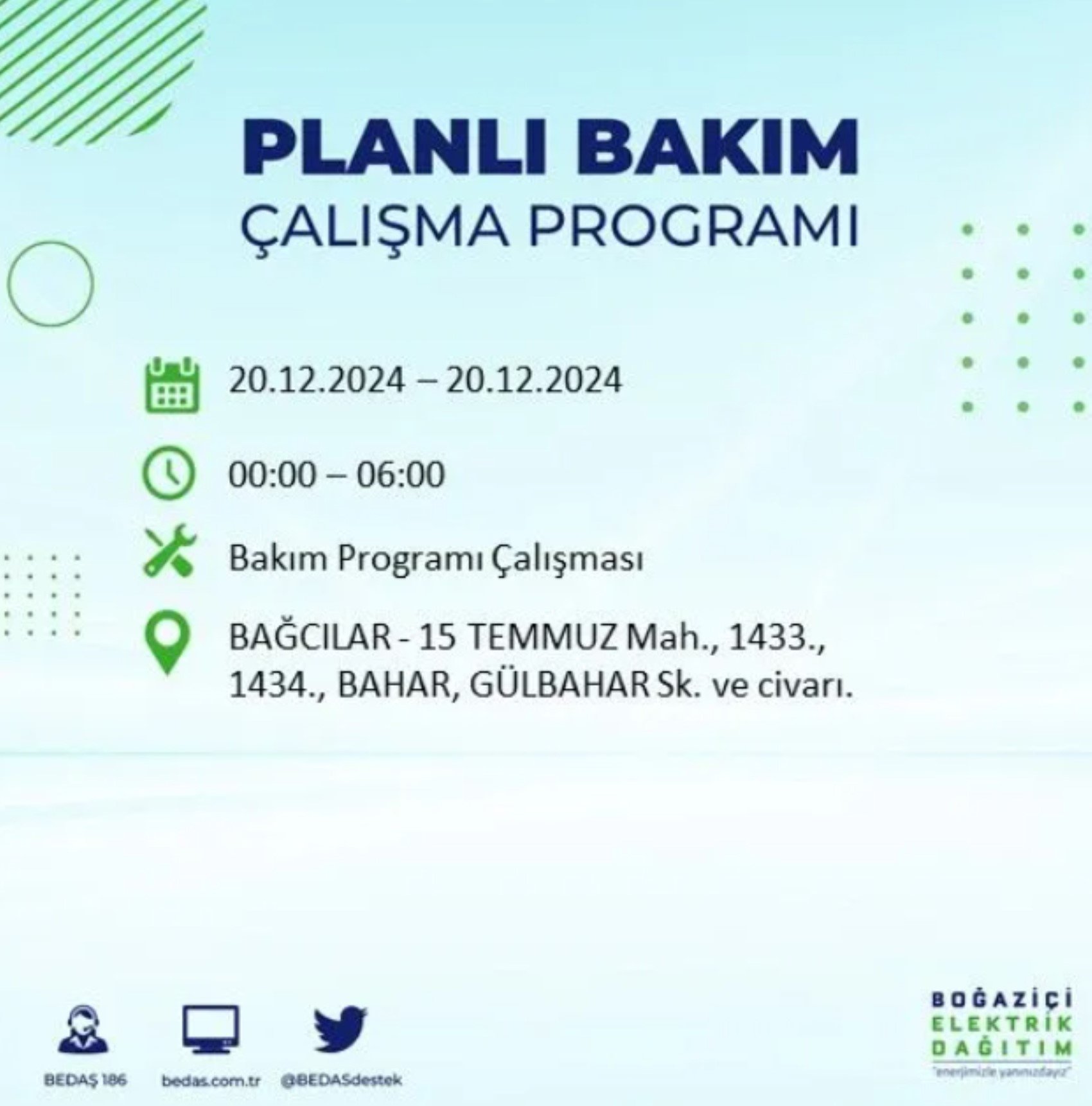 BEDAŞ açıkladı... İstanbul'da elektrik kesintisi: 20 Aralık'ta hangi mahalleler etkilenecek?