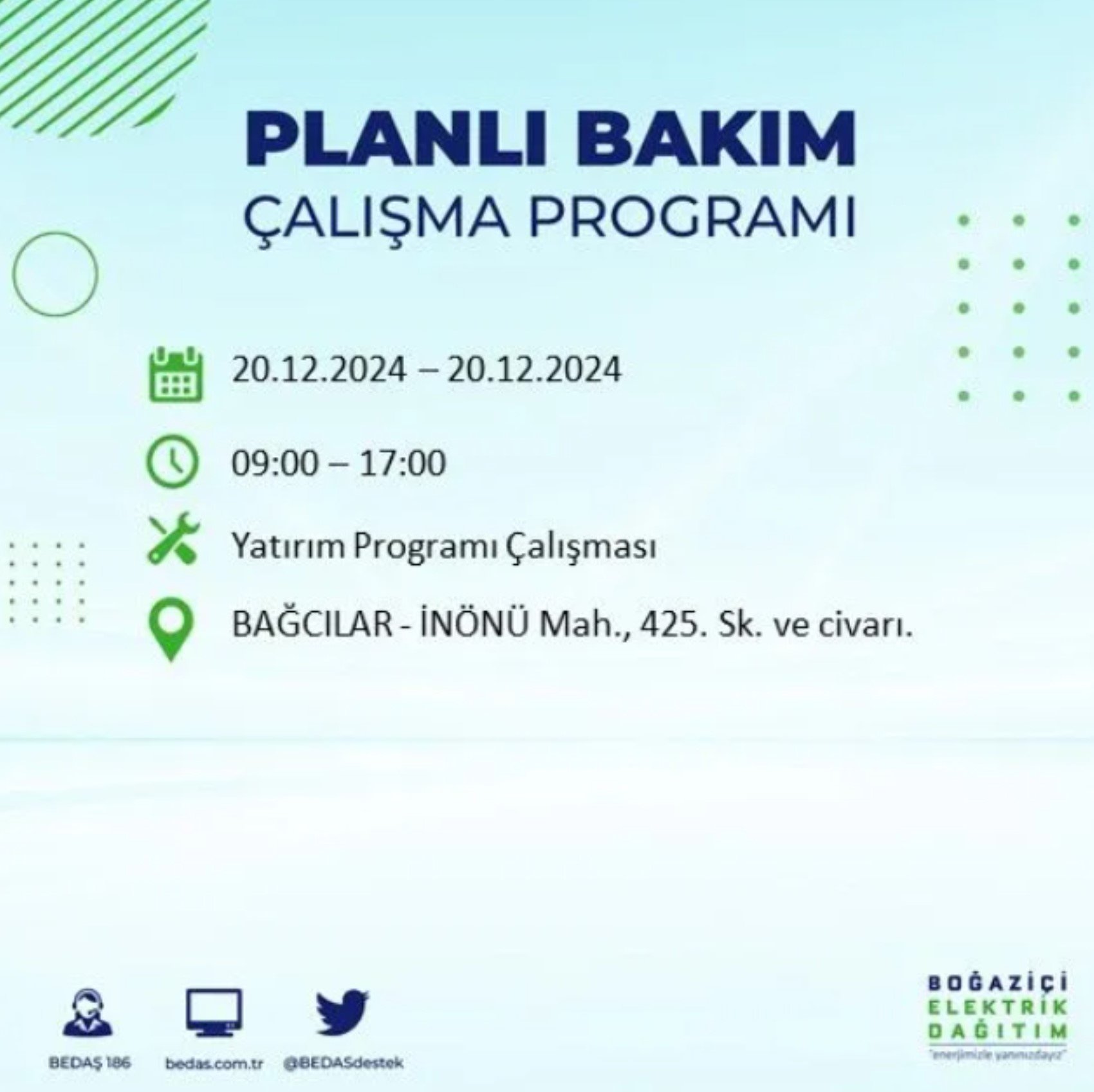 BEDAŞ açıkladı... İstanbul'da elektrik kesintisi: 20 Aralık'ta hangi mahalleler etkilenecek?