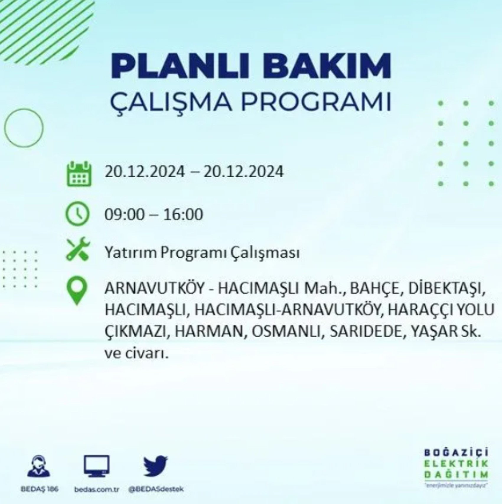 BEDAŞ açıkladı... İstanbul'da elektrik kesintisi: 20 Aralık'ta hangi mahalleler etkilenecek?