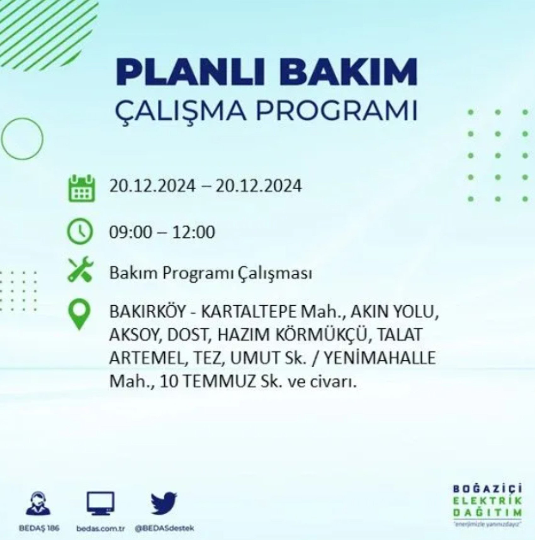 BEDAŞ açıkladı... İstanbul'da elektrik kesintisi: 20 Aralık'ta hangi mahalleler etkilenecek?