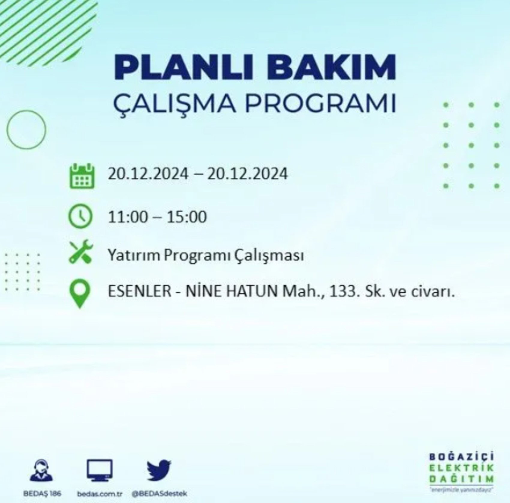 BEDAŞ açıkladı... İstanbul'da elektrik kesintisi: 20 Aralık'ta hangi mahalleler etkilenecek?