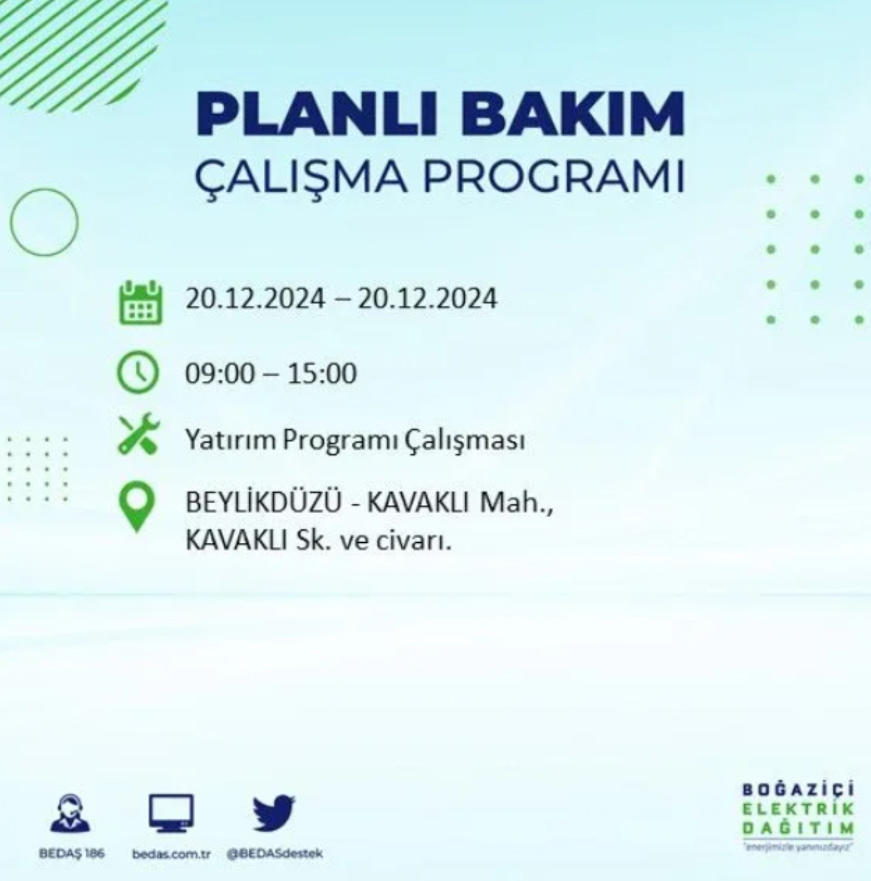 BEDAŞ açıkladı... İstanbul'da elektrik kesintisi: 20 Aralık'ta hangi mahalleler etkilenecek?