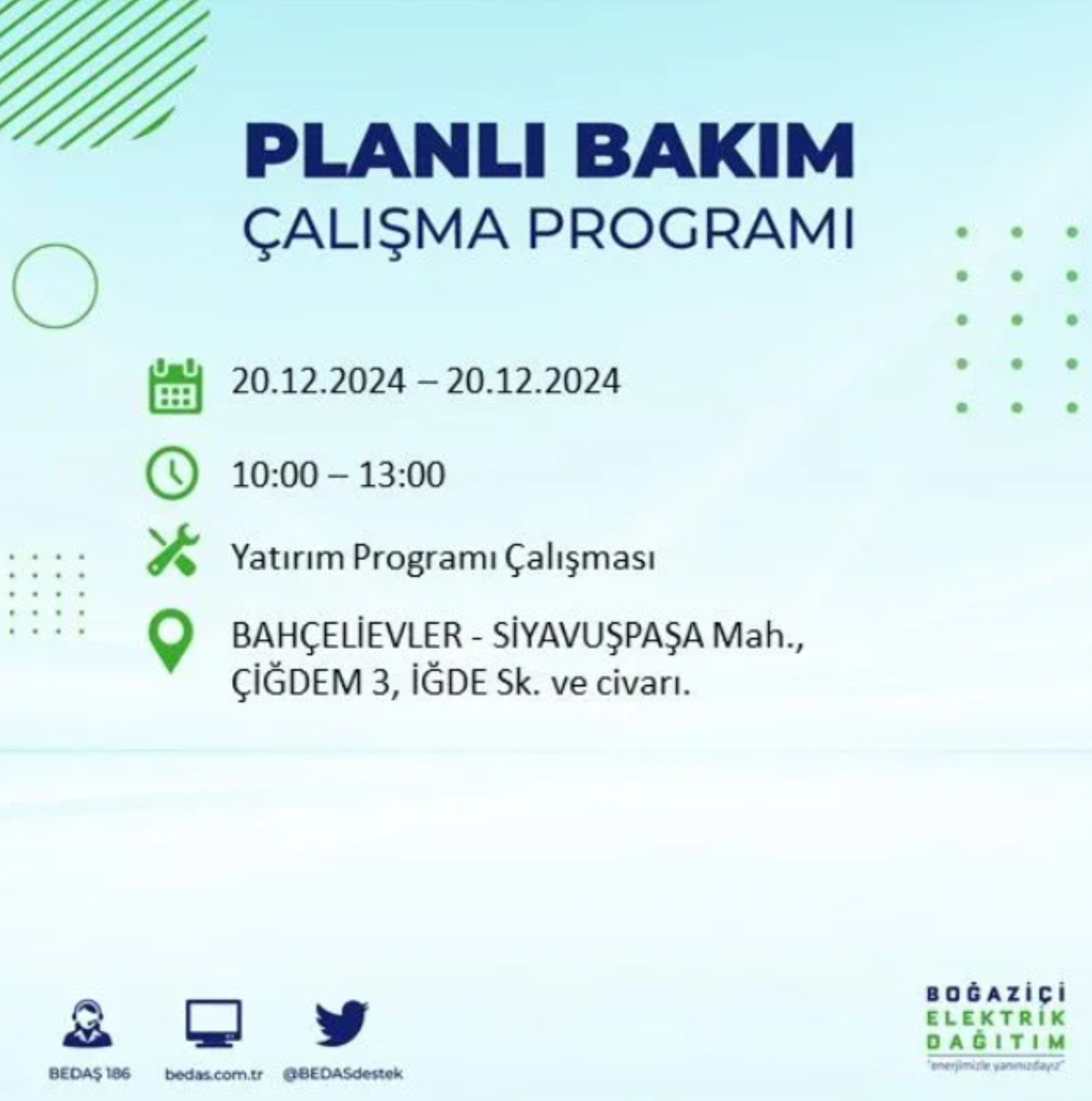 BEDAŞ açıkladı... İstanbul'da elektrik kesintisi: 20 Aralık'ta hangi mahalleler etkilenecek?