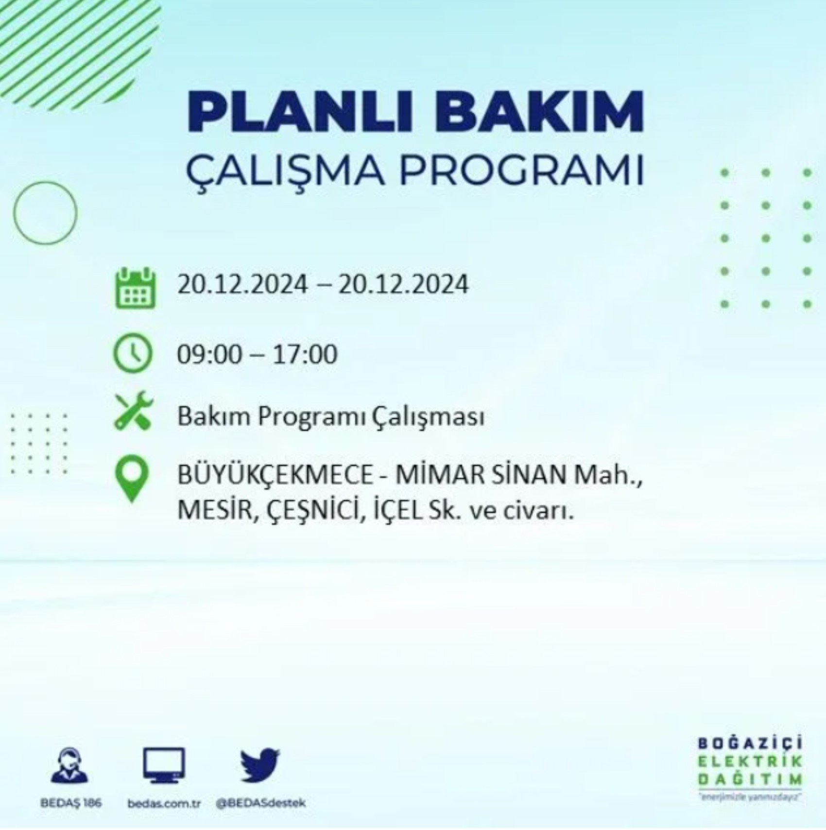 BEDAŞ açıkladı... İstanbul'da elektrik kesintisi: 20 Aralık'ta hangi mahalleler etkilenecek?