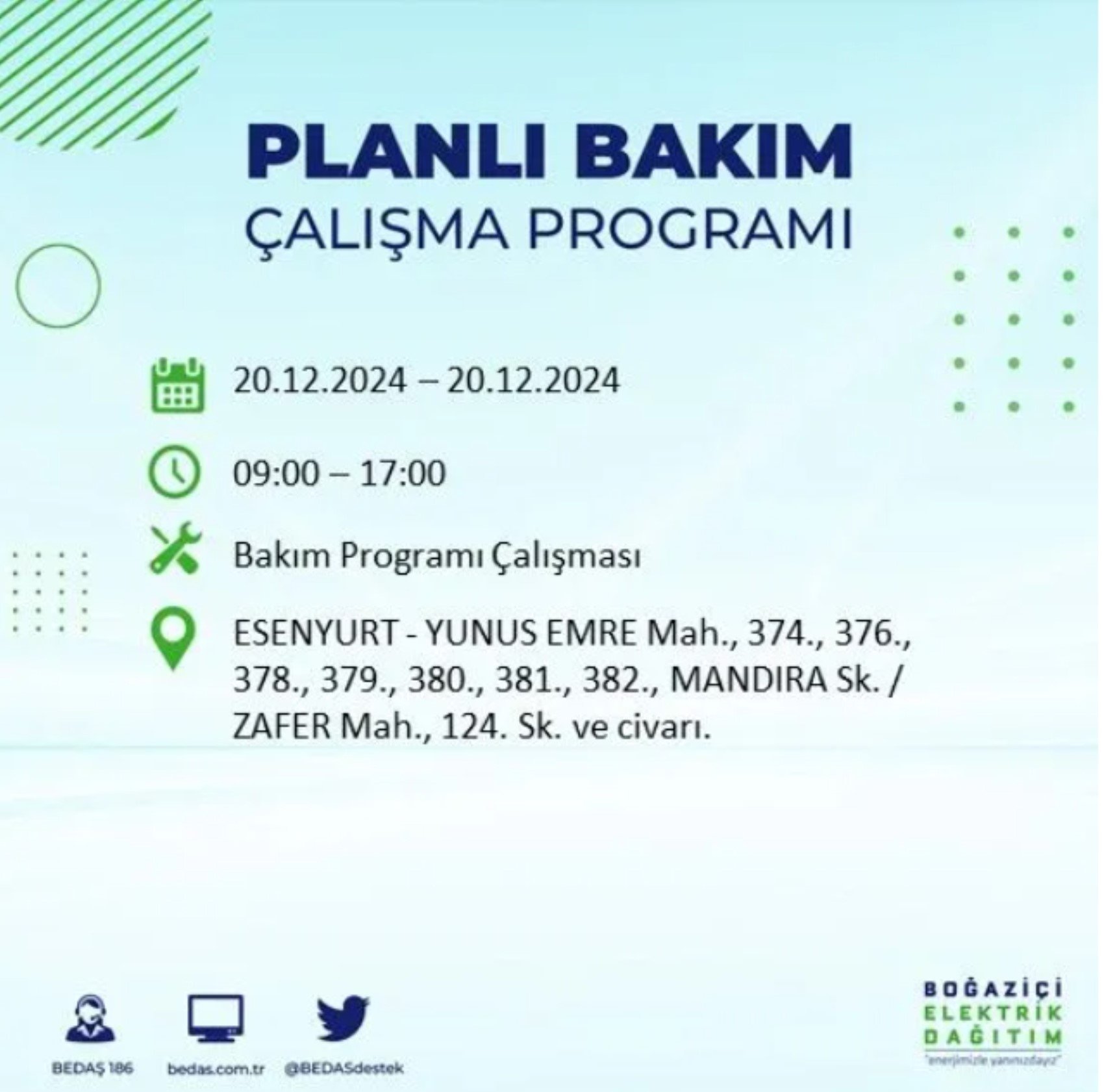 BEDAŞ açıkladı... İstanbul'da elektrik kesintisi: 20 Aralık'ta hangi mahalleler etkilenecek?