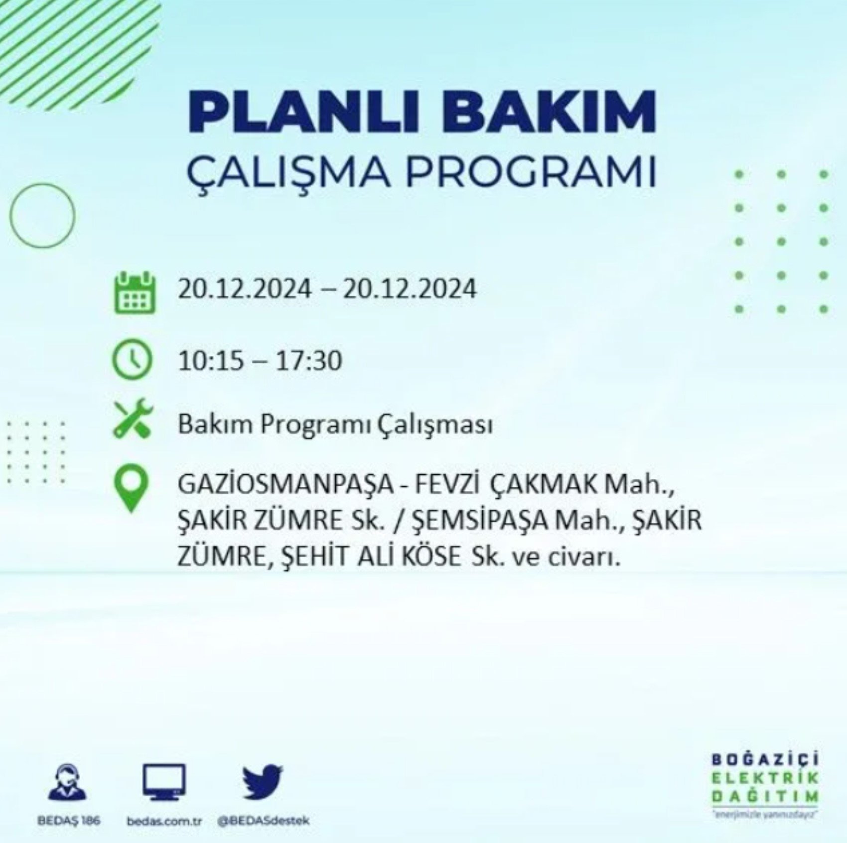 BEDAŞ açıkladı... İstanbul'da elektrik kesintisi: 20 Aralık'ta hangi mahalleler etkilenecek?