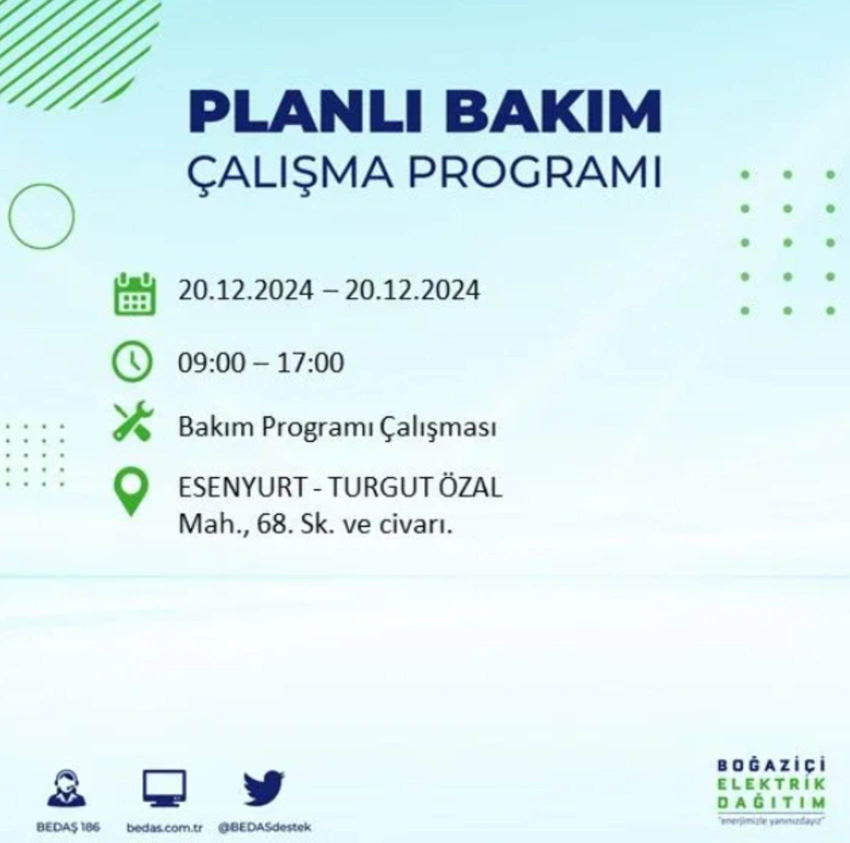 BEDAŞ açıkladı... İstanbul'da elektrik kesintisi: 20 Aralık'ta hangi mahalleler etkilenecek?