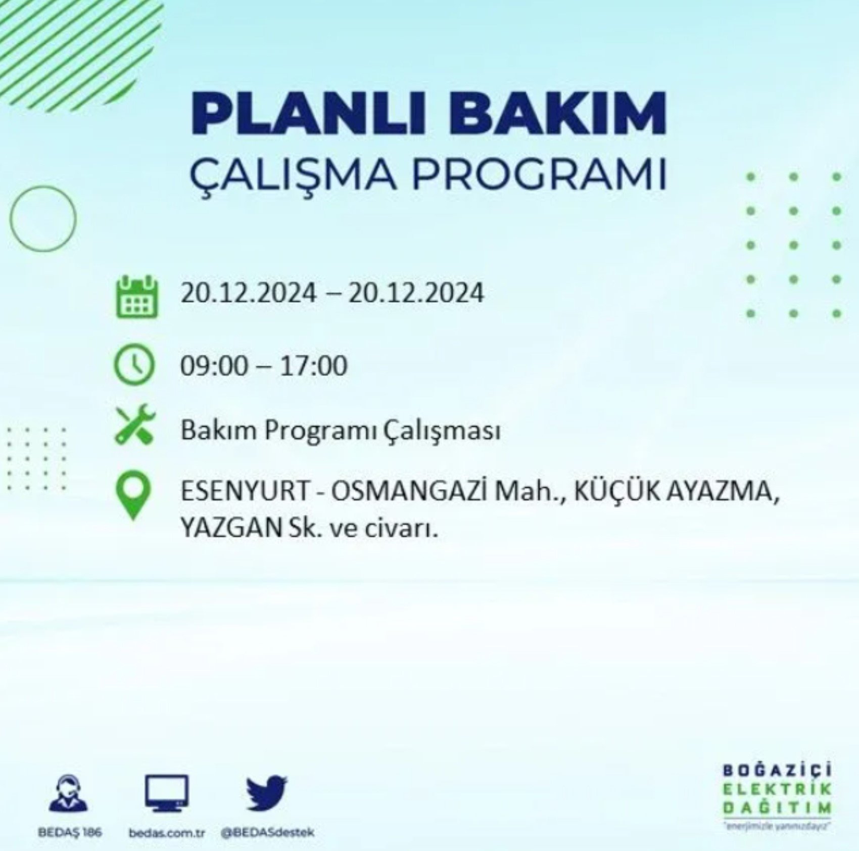 BEDAŞ açıkladı... İstanbul'da elektrik kesintisi: 20 Aralık'ta hangi mahalleler etkilenecek?