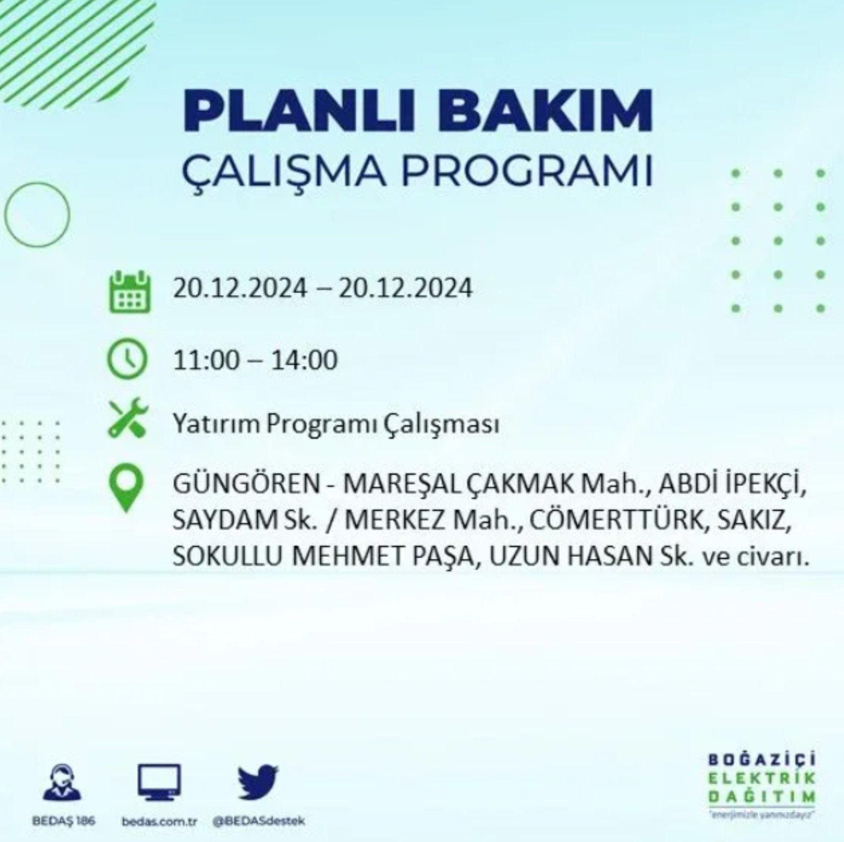 BEDAŞ açıkladı... İstanbul'da elektrik kesintisi: 20 Aralık'ta hangi mahalleler etkilenecek?