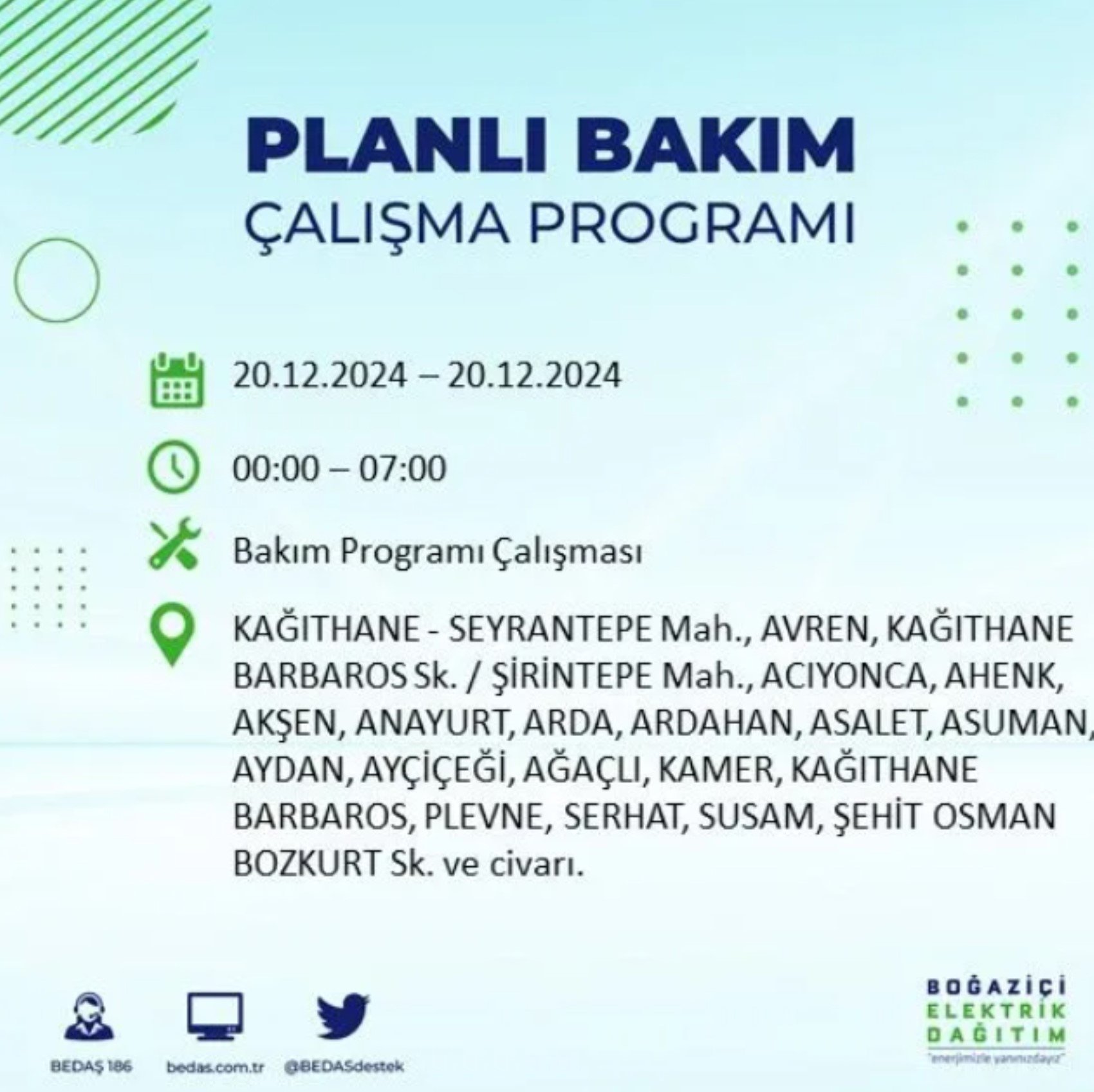 BEDAŞ açıkladı... İstanbul'da elektrik kesintisi: 20 Aralık'ta hangi mahalleler etkilenecek?