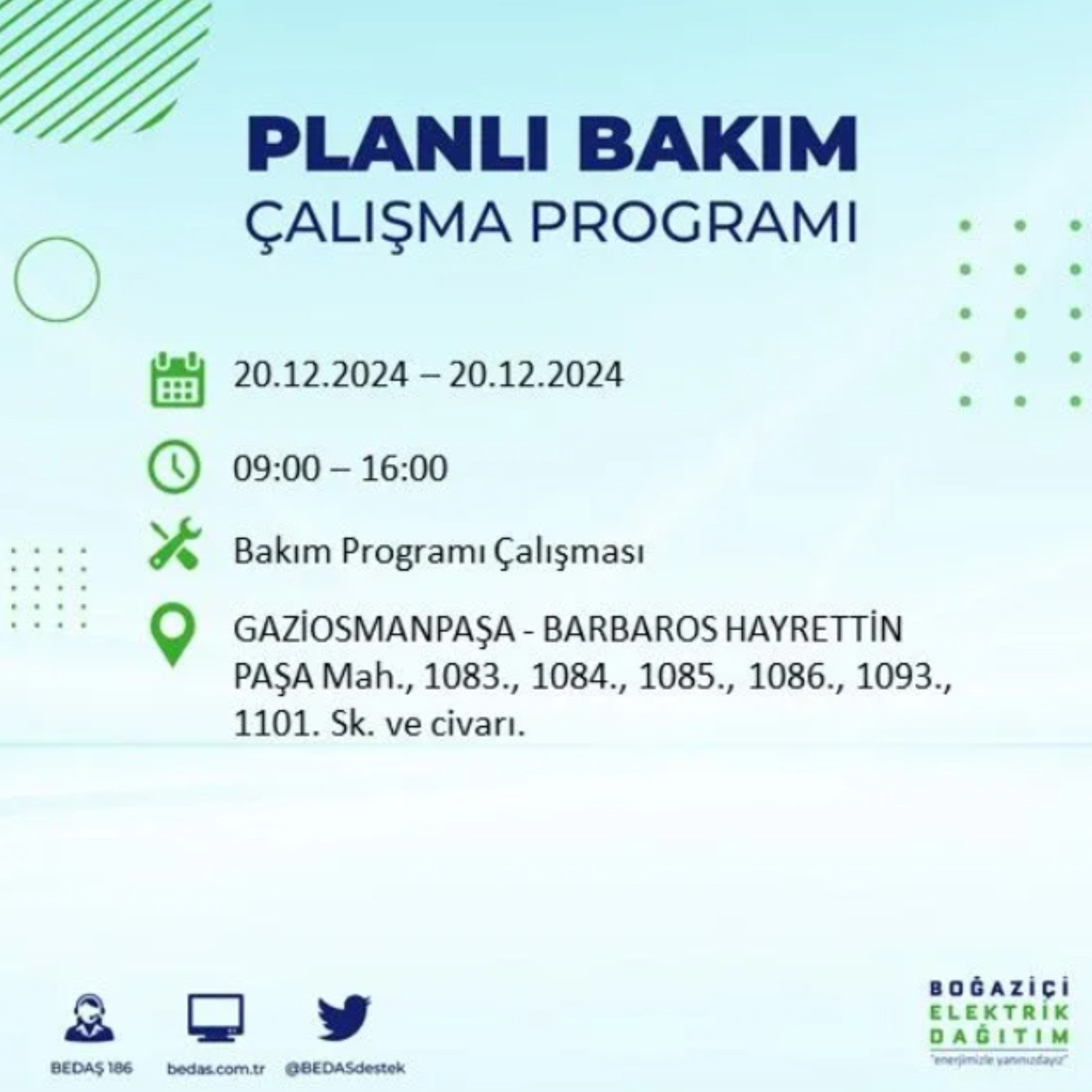 BEDAŞ açıkladı... İstanbul'da elektrik kesintisi: 20 Aralık'ta hangi mahalleler etkilenecek?