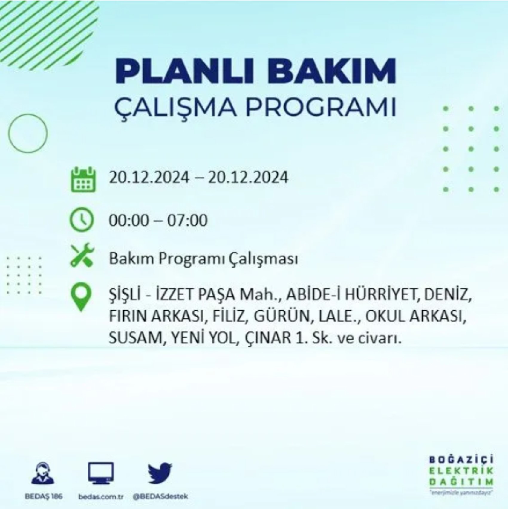 BEDAŞ açıkladı... İstanbul'da elektrik kesintisi: 20 Aralık'ta hangi mahalleler etkilenecek?