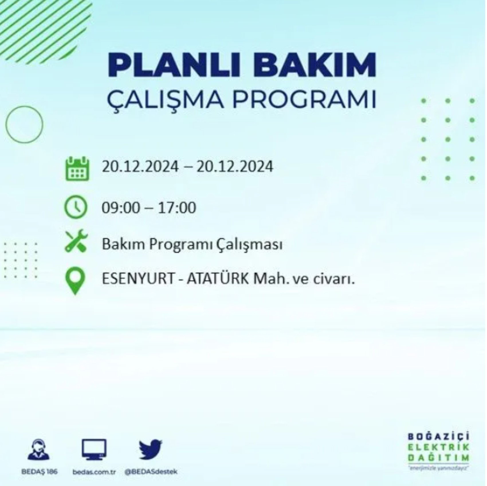 BEDAŞ açıkladı... İstanbul'da elektrik kesintisi: 20 Aralık'ta hangi mahalleler etkilenecek?