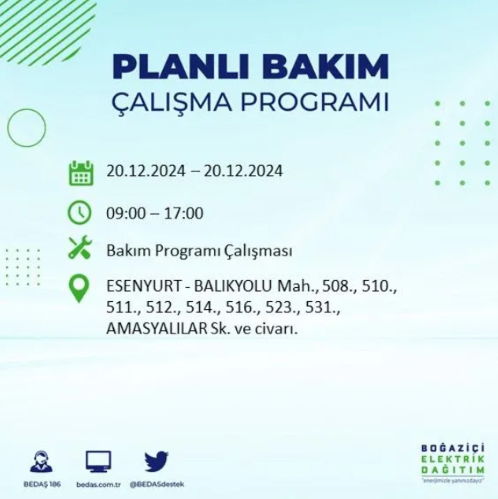 BEDAŞ açıkladı... İstanbul'da elektrik kesintisi: 20 Aralık'ta hangi mahalleler etkilenecek?