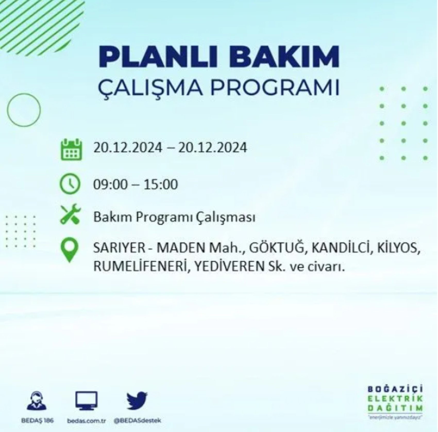 BEDAŞ açıkladı... İstanbul'da elektrik kesintisi: 20 Aralık'ta hangi mahalleler etkilenecek?