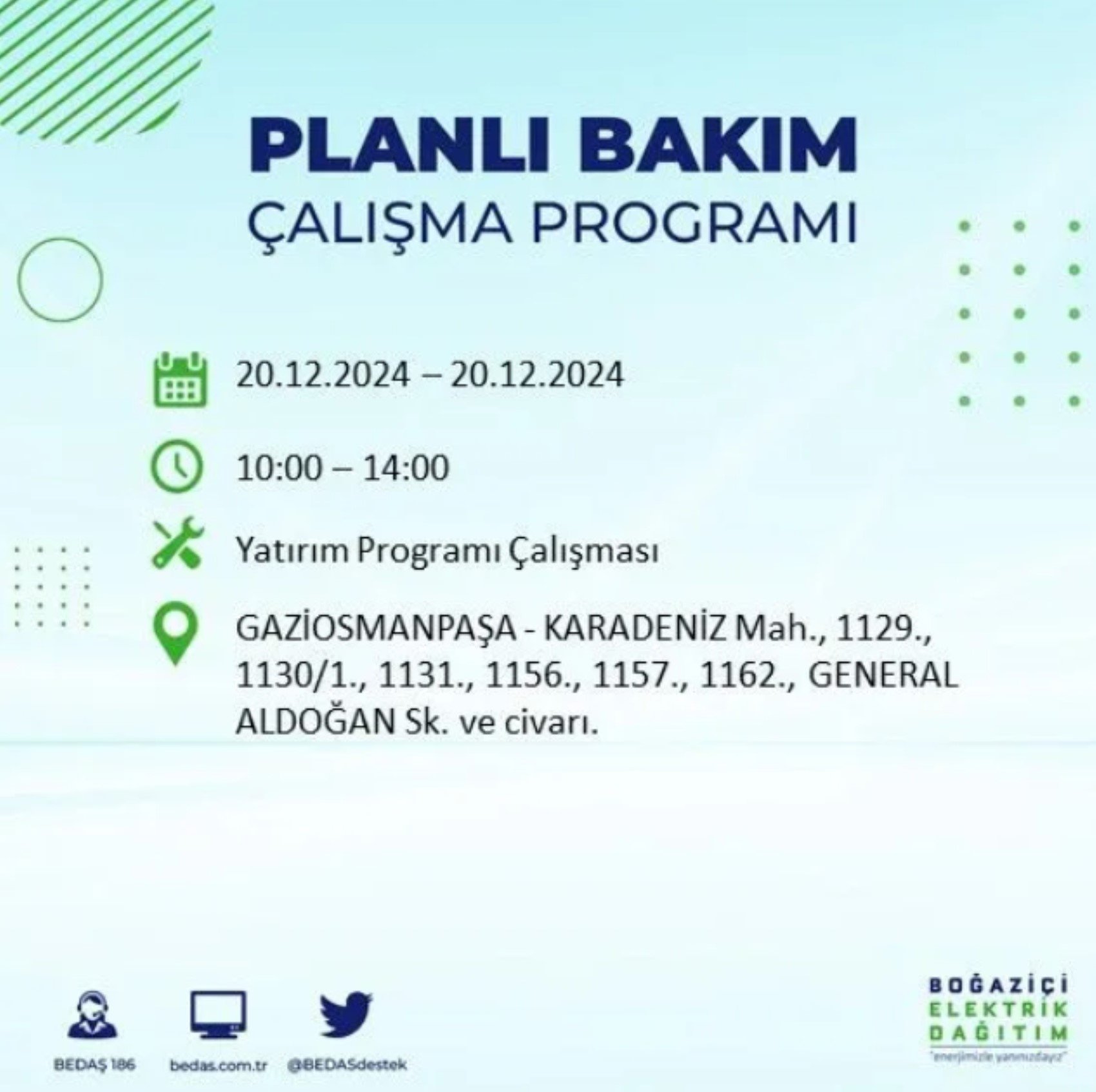 BEDAŞ açıkladı... İstanbul'da elektrik kesintisi: 20 Aralık'ta hangi mahalleler etkilenecek?