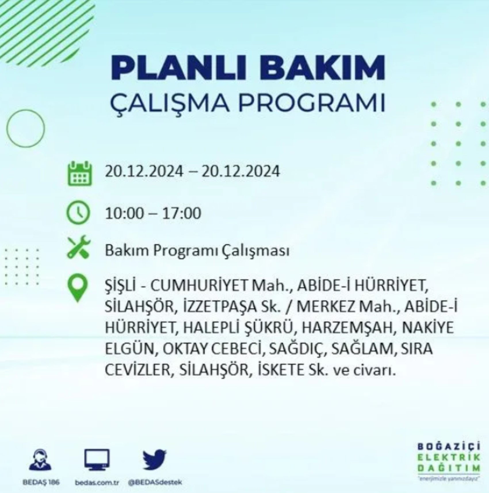 BEDAŞ açıkladı... İstanbul'da elektrik kesintisi: 20 Aralık'ta hangi mahalleler etkilenecek?