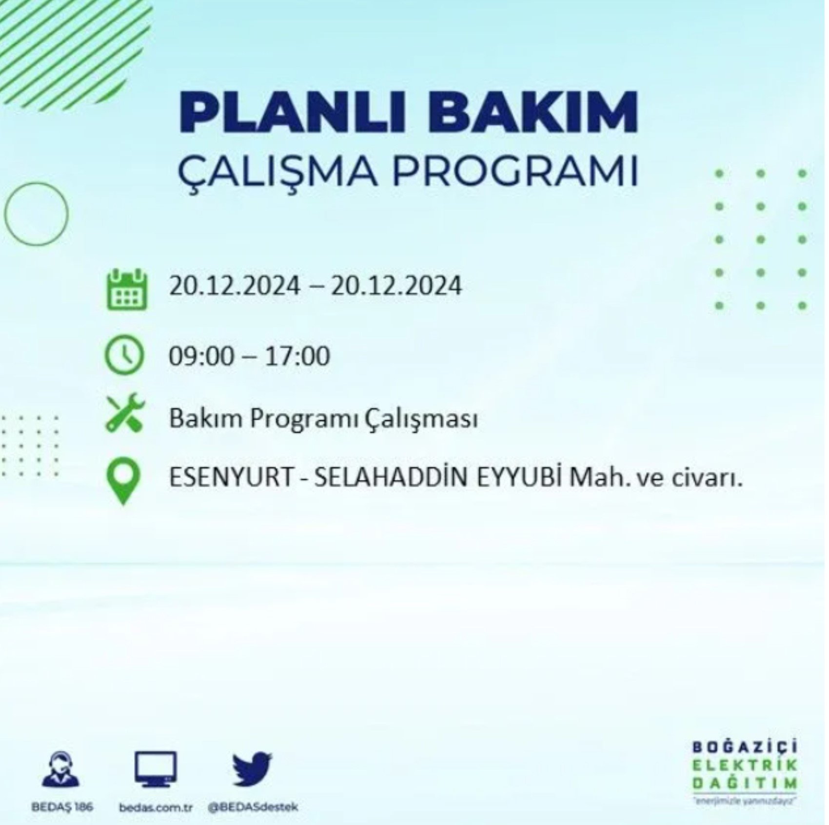 BEDAŞ açıkladı... İstanbul'da elektrik kesintisi: 20 Aralık'ta hangi mahalleler etkilenecek?