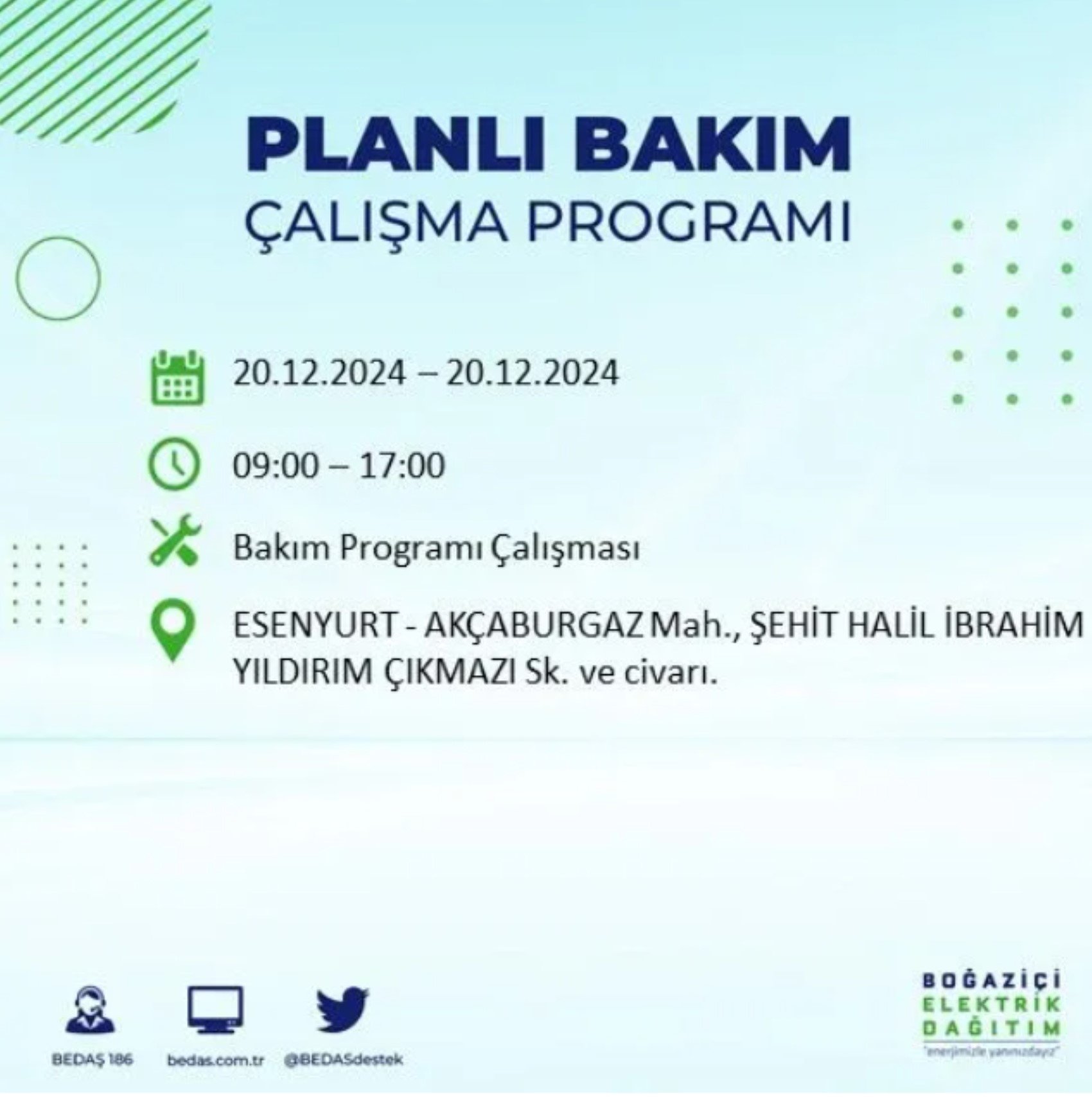 BEDAŞ açıkladı... İstanbul'da elektrik kesintisi: 20 Aralık'ta hangi mahalleler etkilenecek?