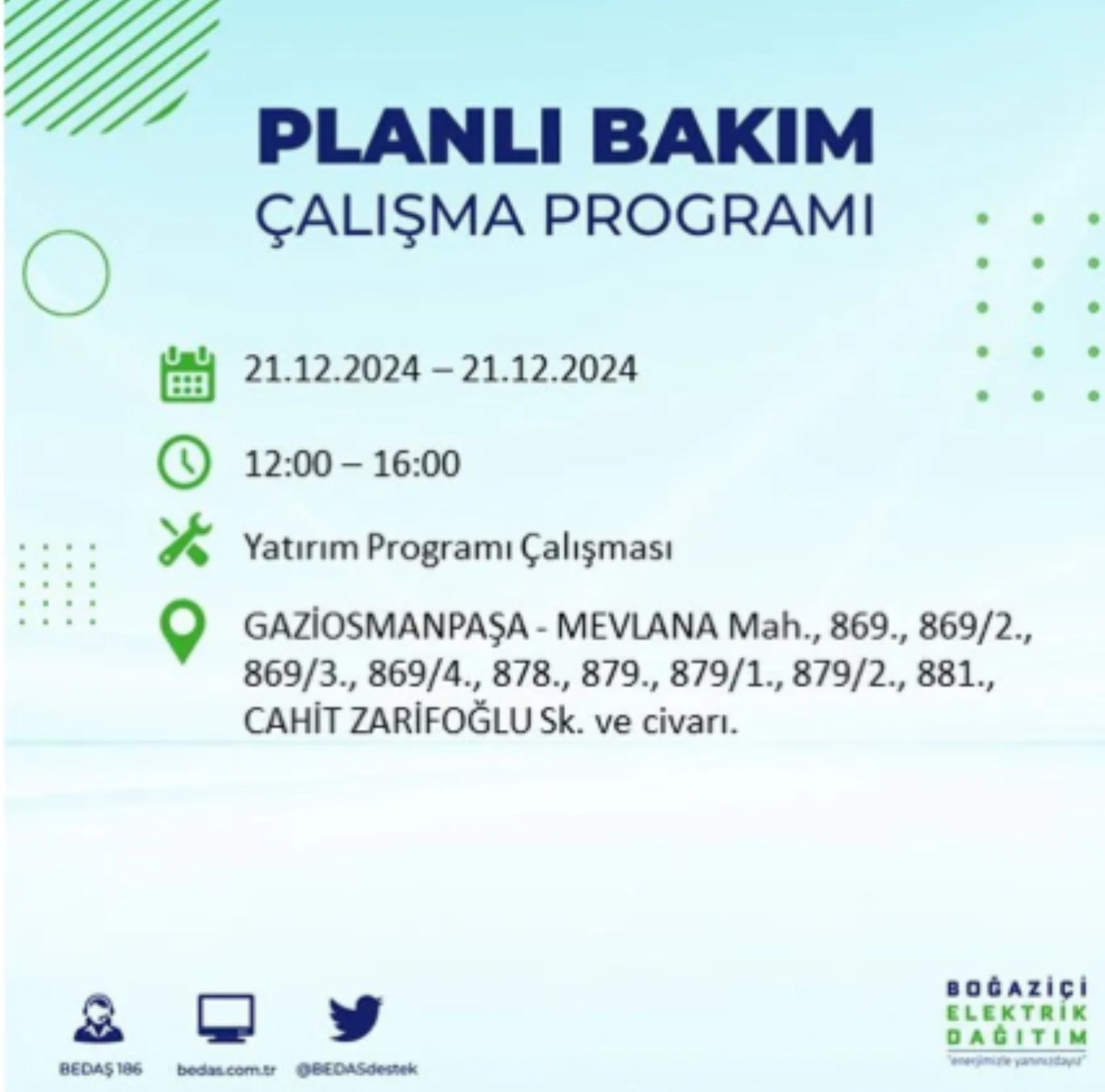 BEDAŞ açıkladı... İstanbul'da elektrik kesintisi: 21 Aralık'ta hangi mahalleler etkilenecek?