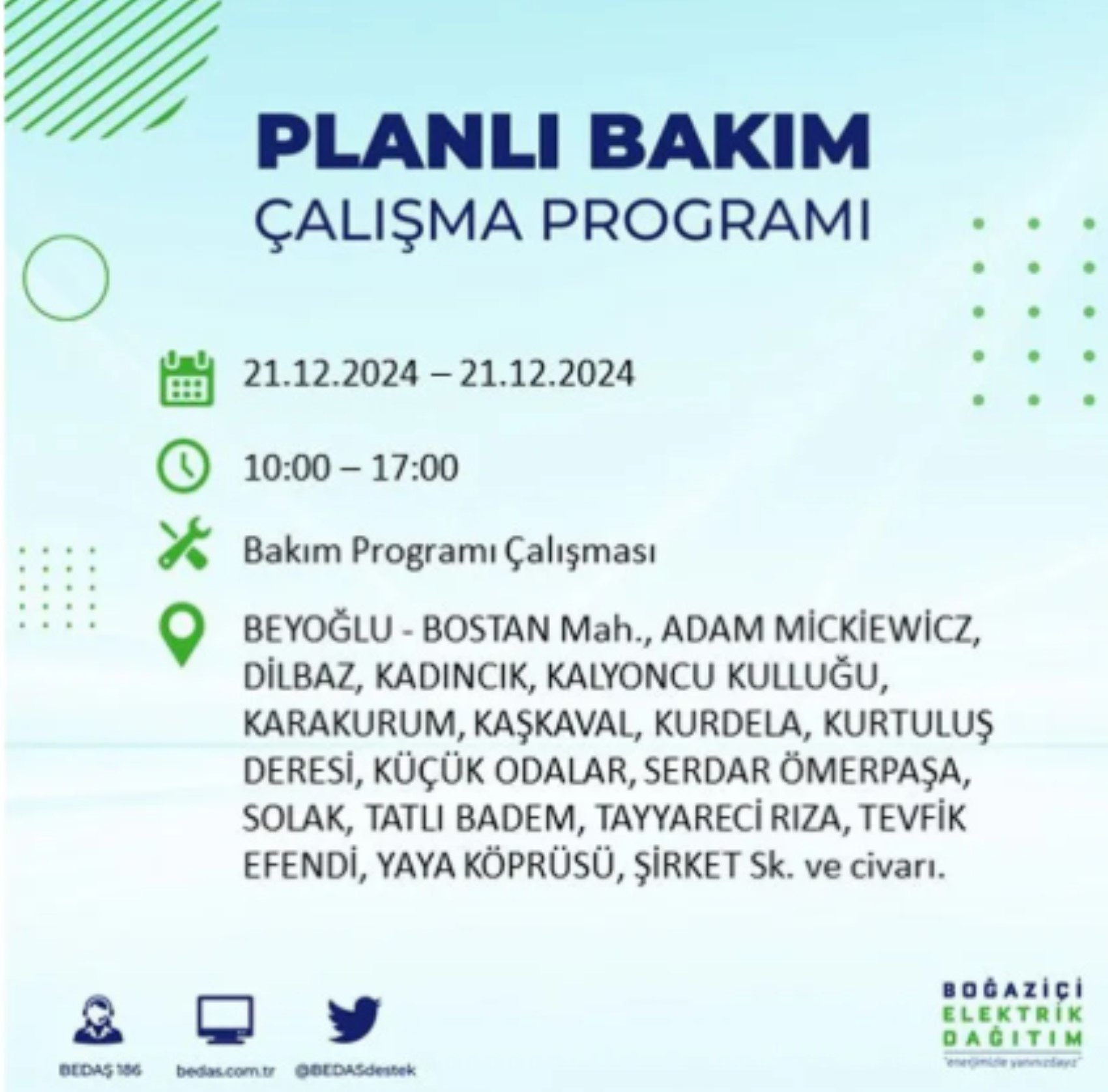 BEDAŞ açıkladı... İstanbul'da elektrik kesintisi: 21 Aralık'ta hangi mahalleler etkilenecek?