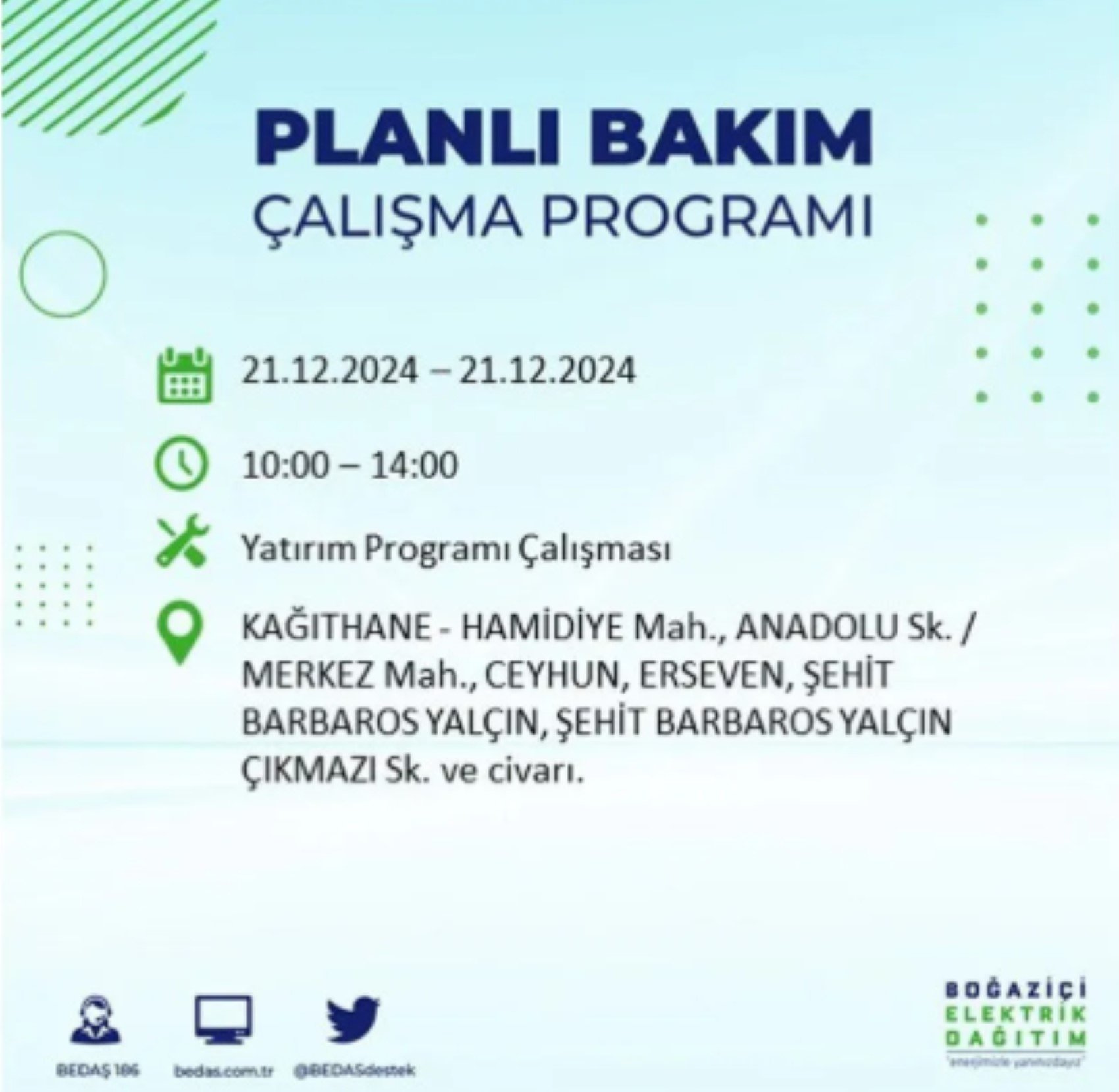 BEDAŞ açıkladı... İstanbul'da elektrik kesintisi: 21 Aralık'ta hangi mahalleler etkilenecek?